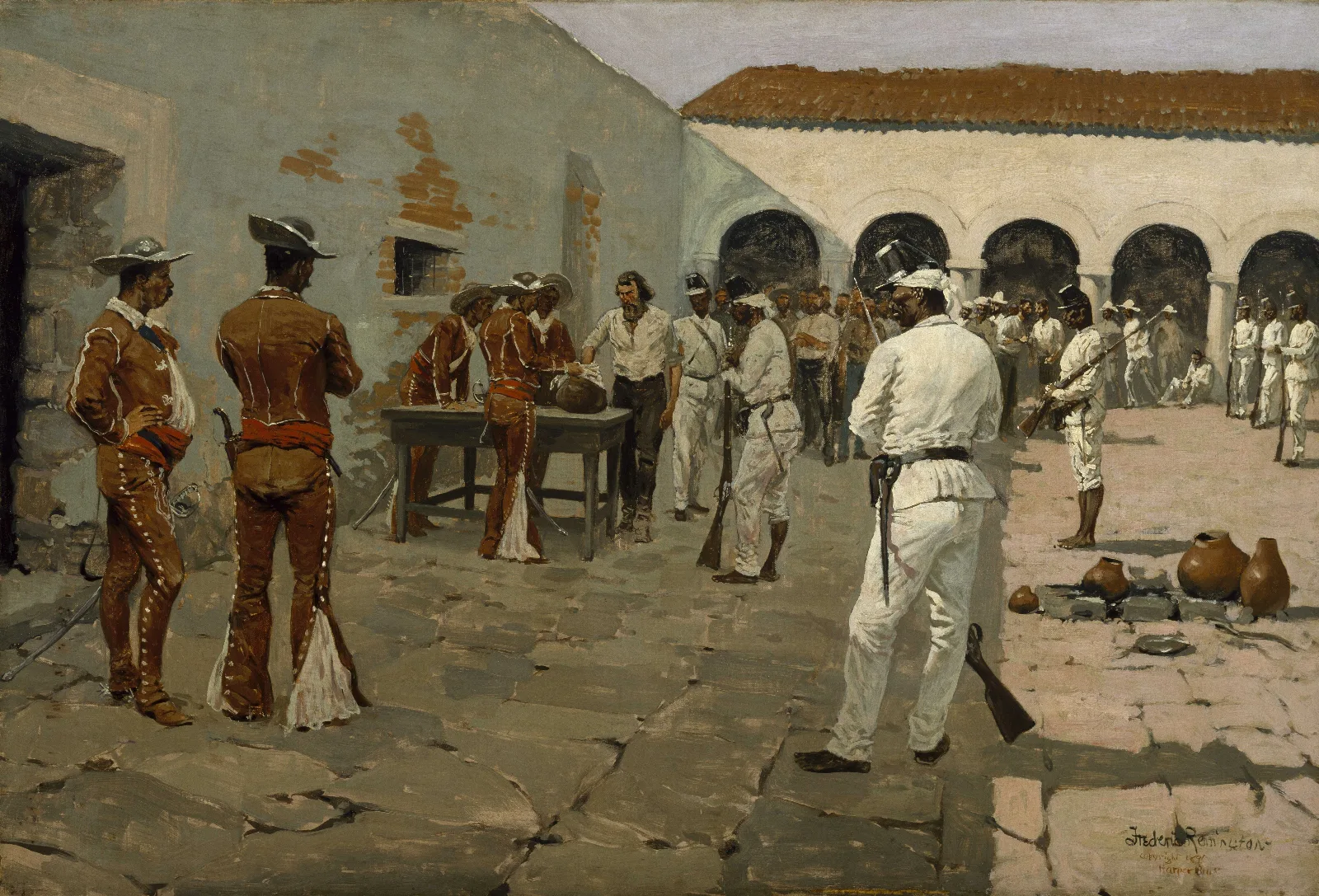The Mier Expedition The Drawing Of The Black Bean Wall Art by Frederic Remington - Canvas Print