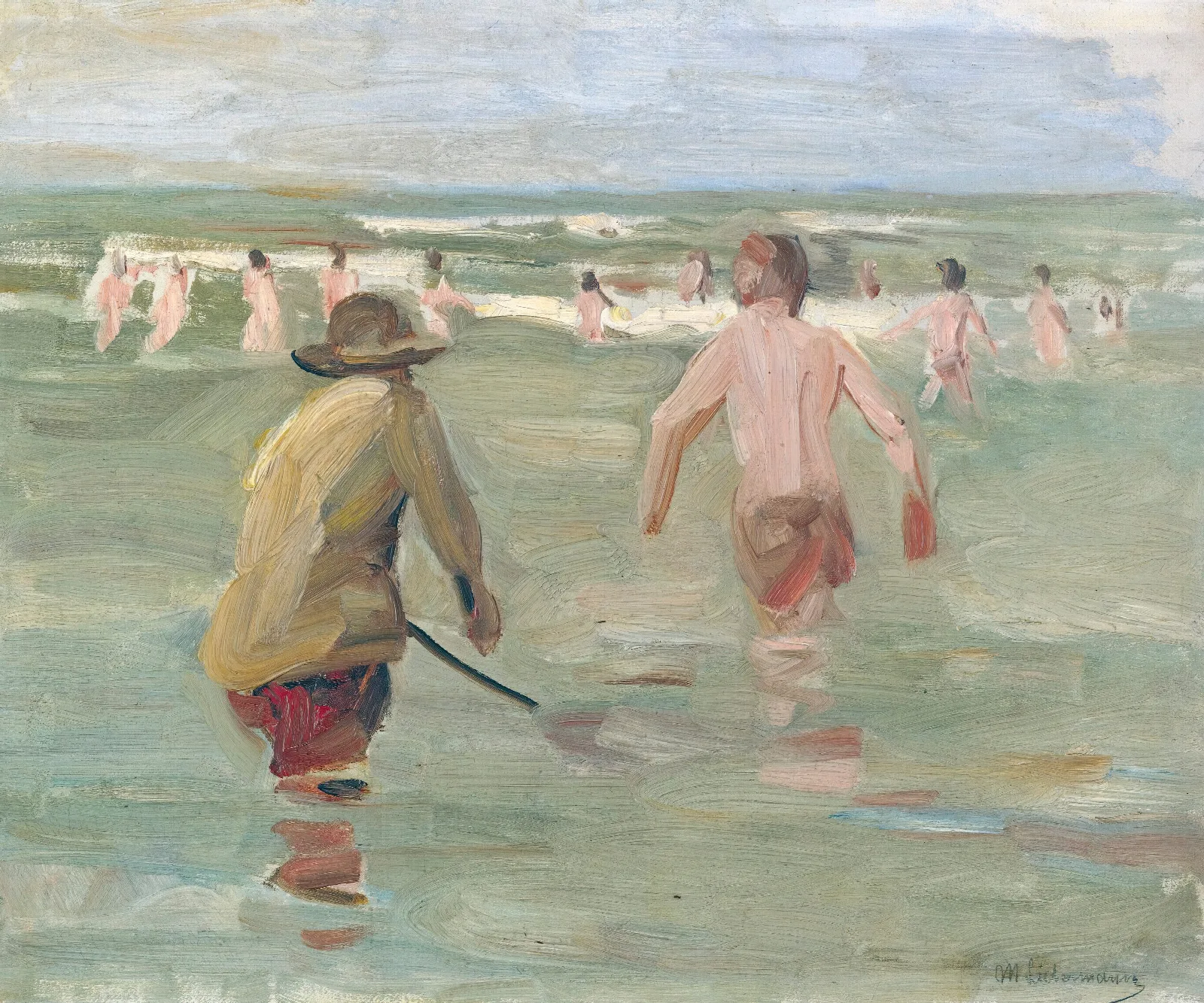 Bathing Boys With Crab Fisherman Wall Art by Max Liebermann - Canvas Print