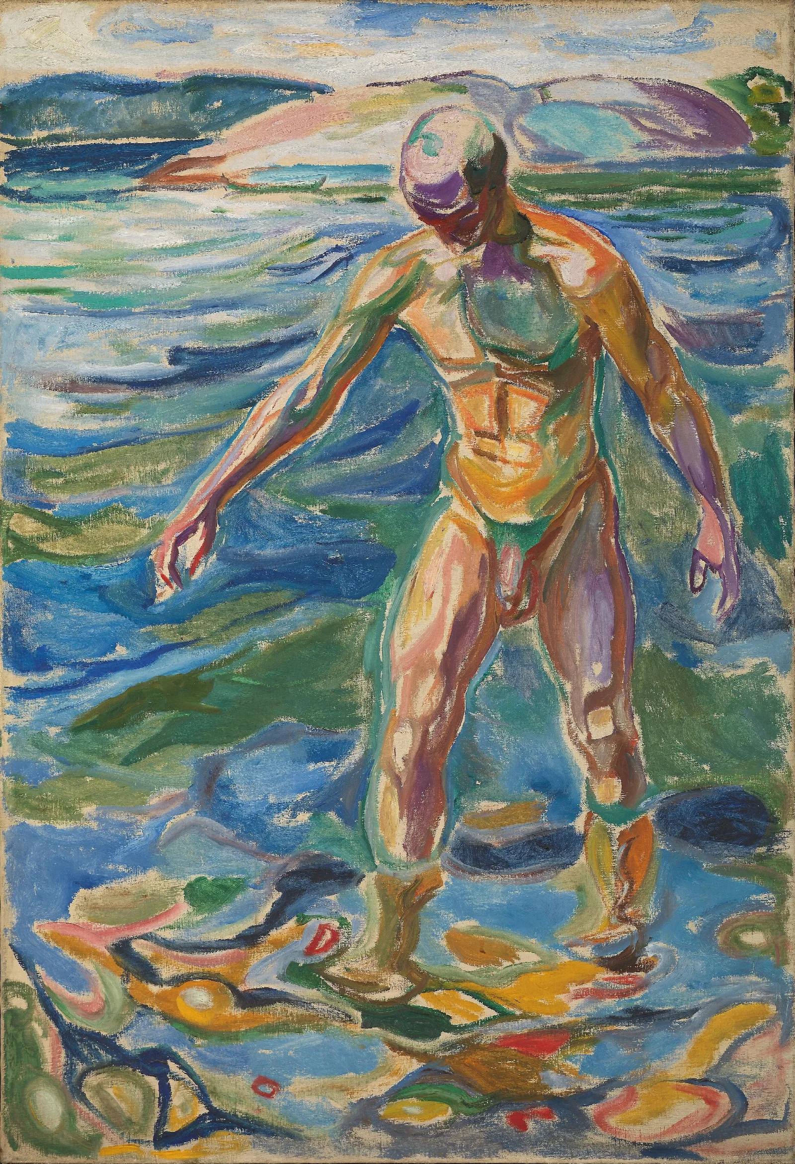 Bathing Man Wall Art by Edvard Munch - Canvas Print