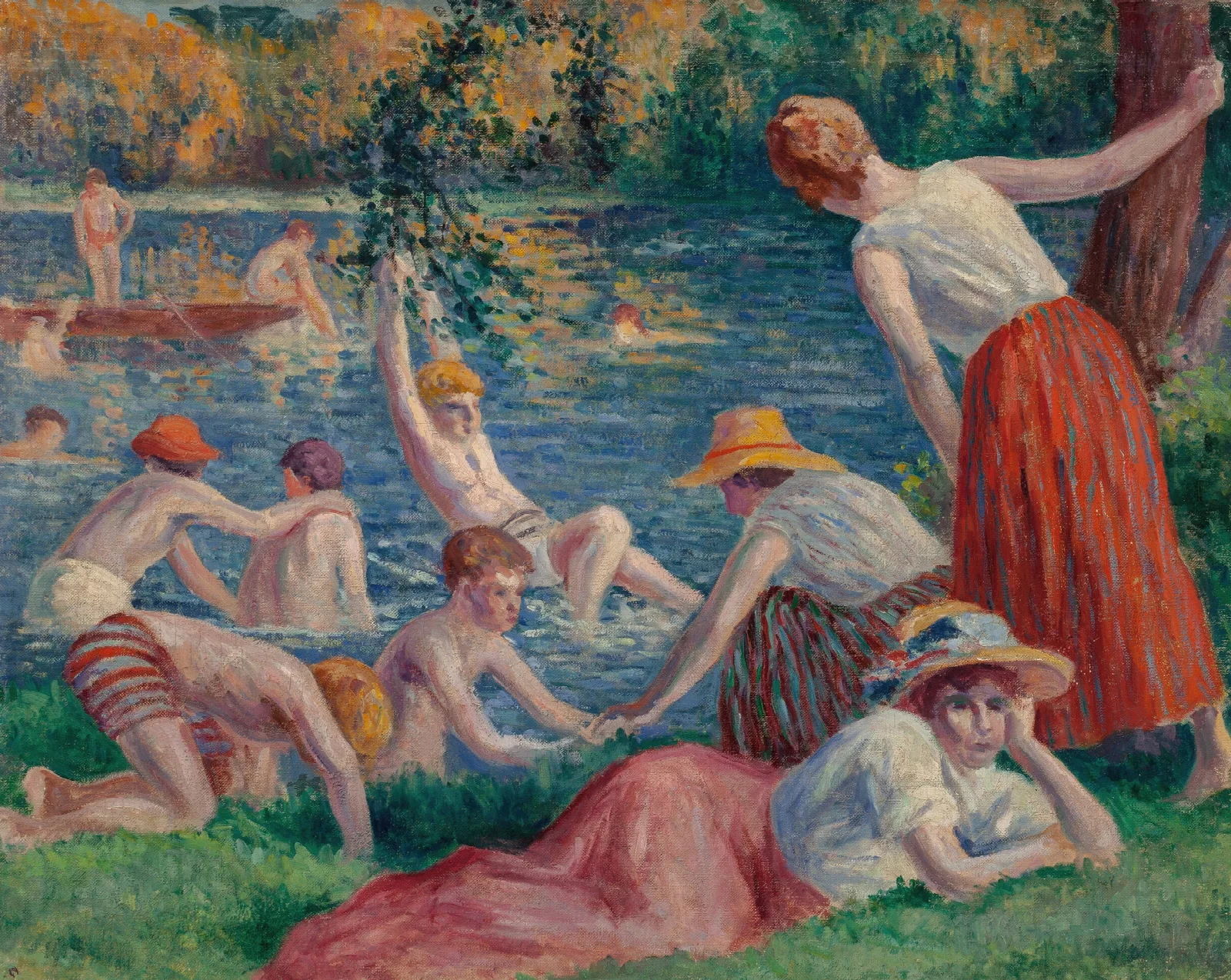 Baignade Dans La Cure Wall Art by Maximilien Luce - Canvas Print
