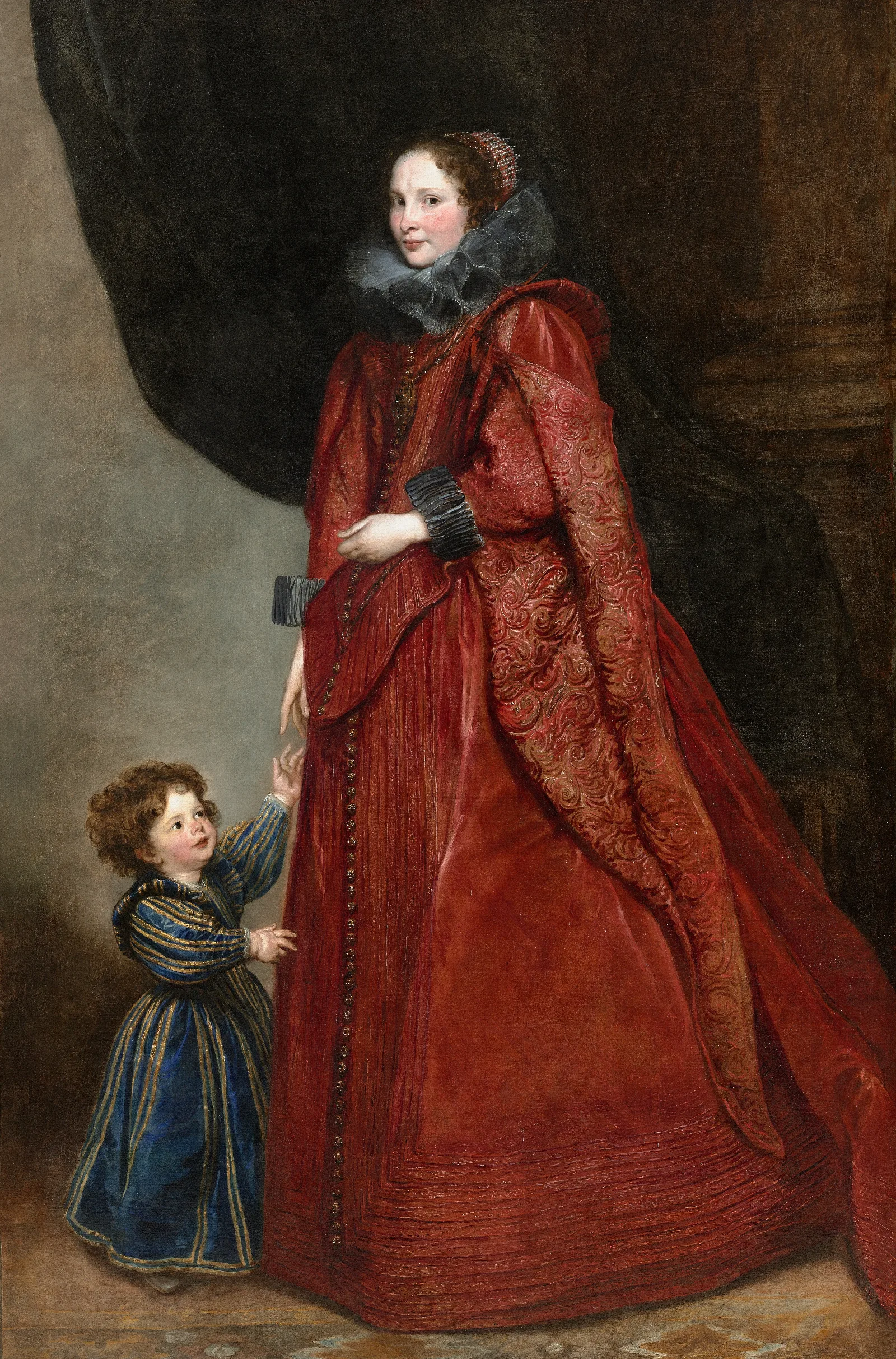 A Genoese Lady With Her Child Wall Art by Anthony van Dyck - Canvas Print