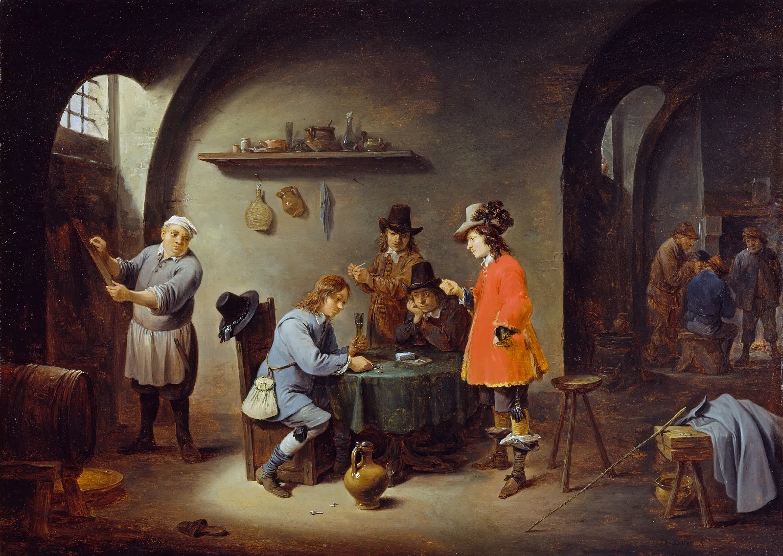 Gambling Scene At An Inn Wall Art by David Teniers The Younger - Canvas Print