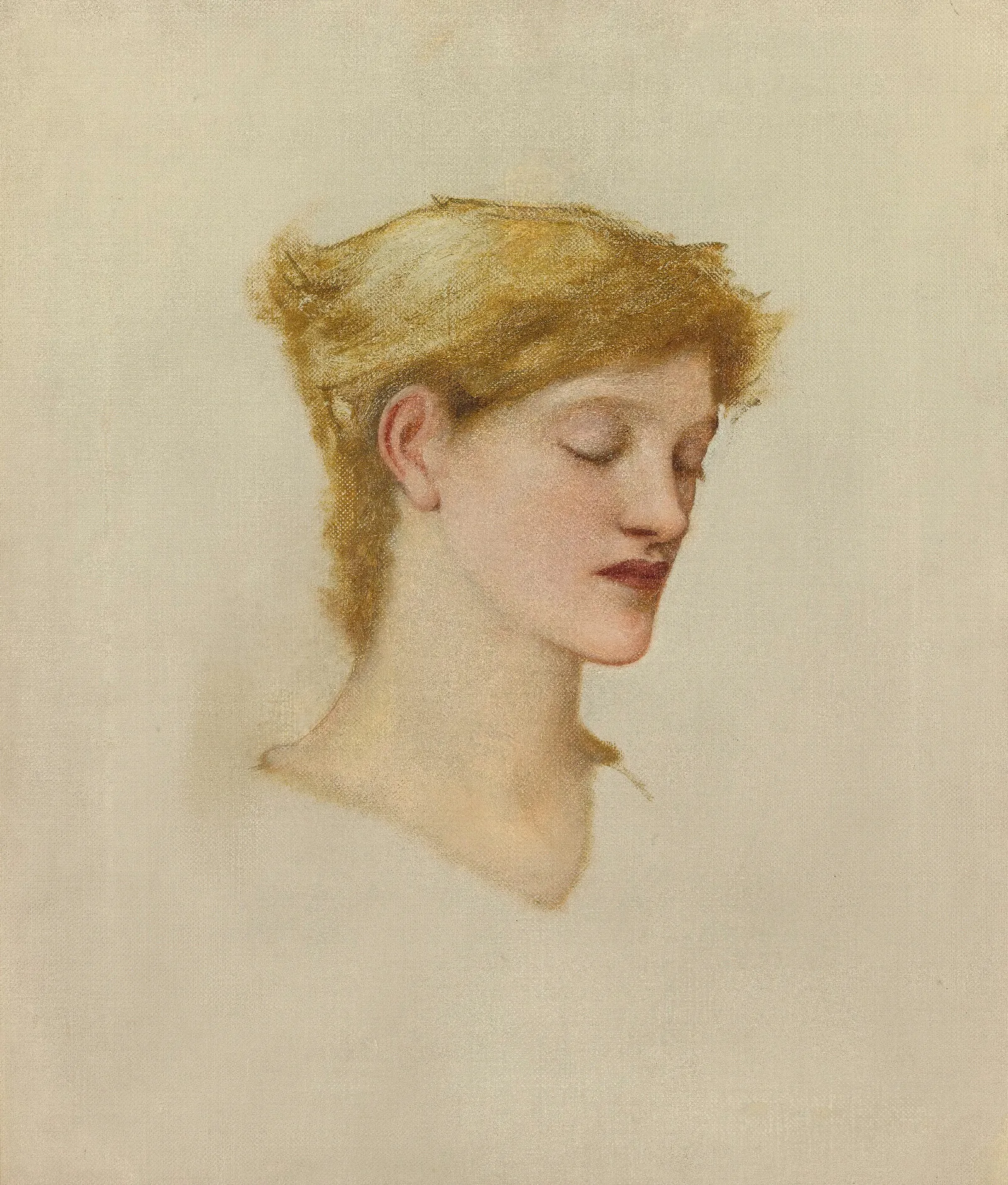 Head Of A Woman 17 Wall Art by Sir Edward Coley Burne-Jones - Canvas Print