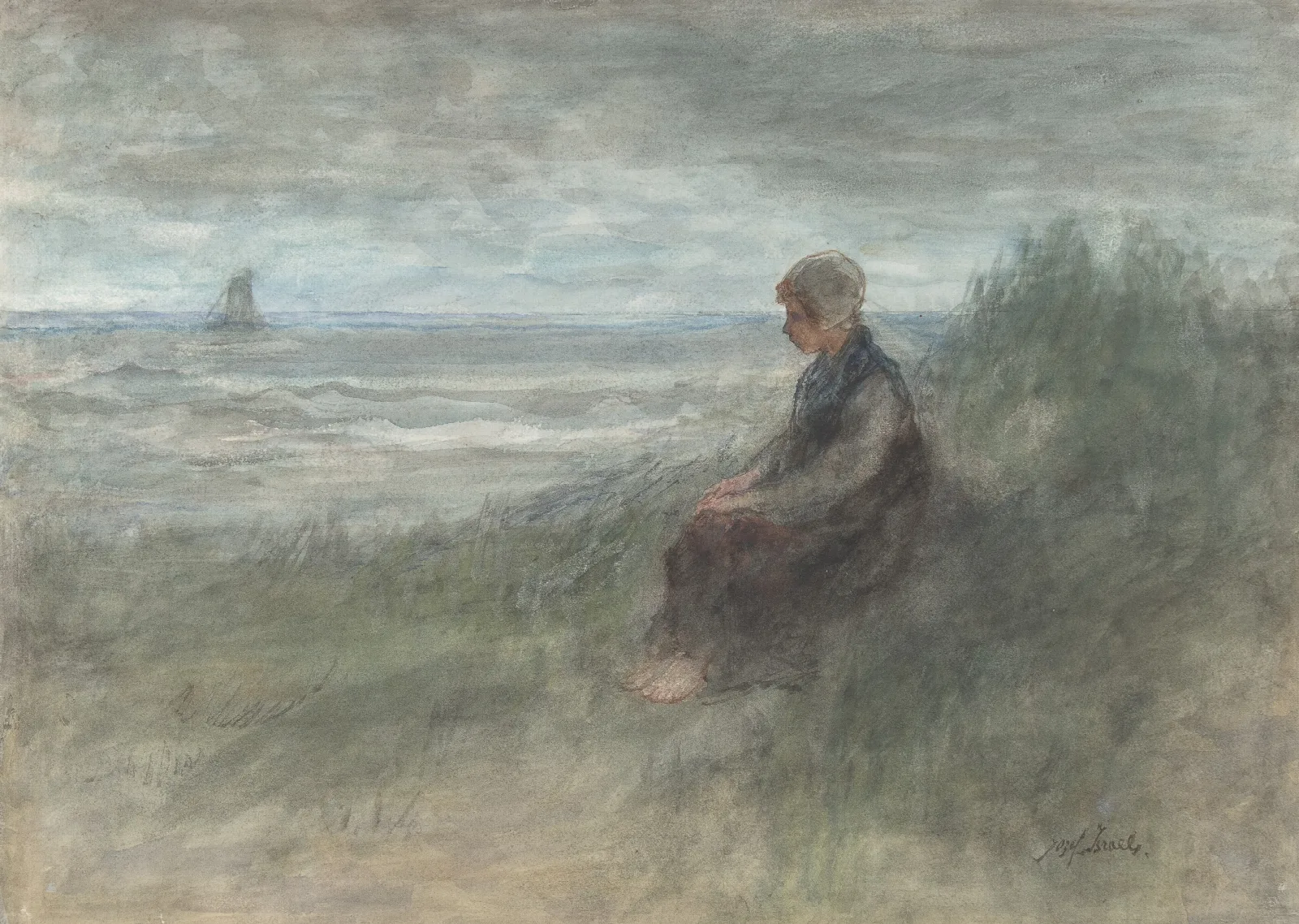 Girl In The Dunes Wall Art by Jozef Israëls - Canvas Print