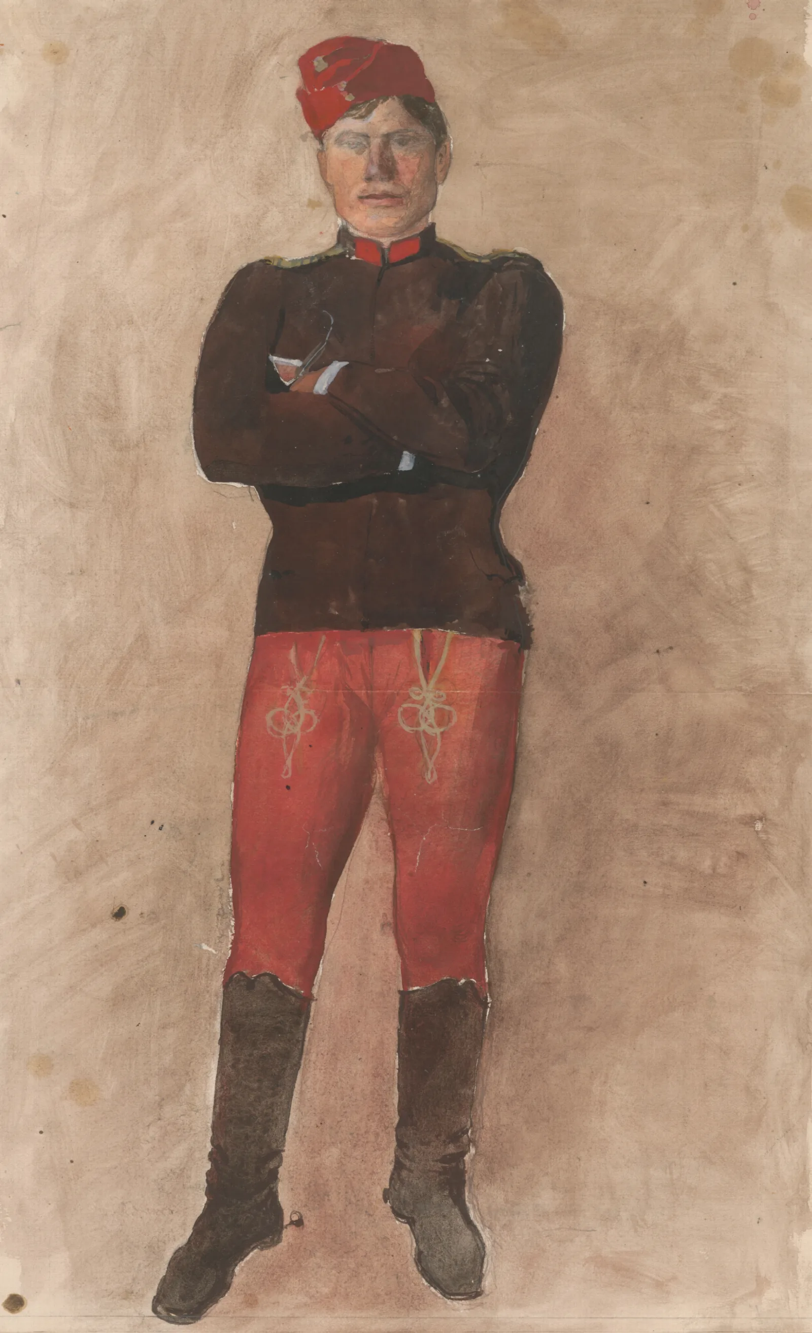 Standing Soldier With Folded Arms Wall Art by Ladislav Mednyánszky - Canvas Print