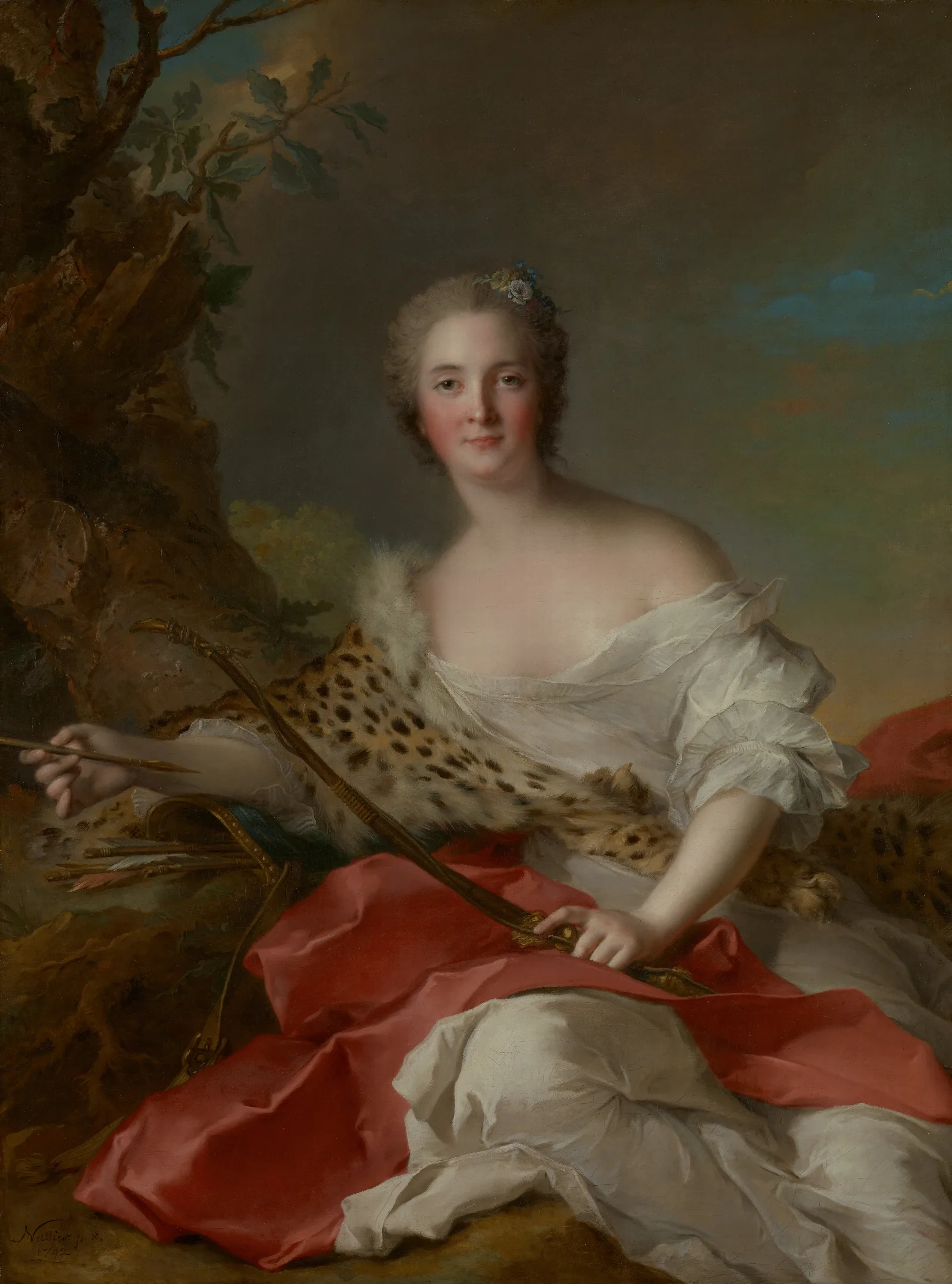 Portrait Of Constance Gabrielle Magdeleine Bonnier De La Mosson As Diana Wall Art by Jean-Marc Nattier - Canvas Print