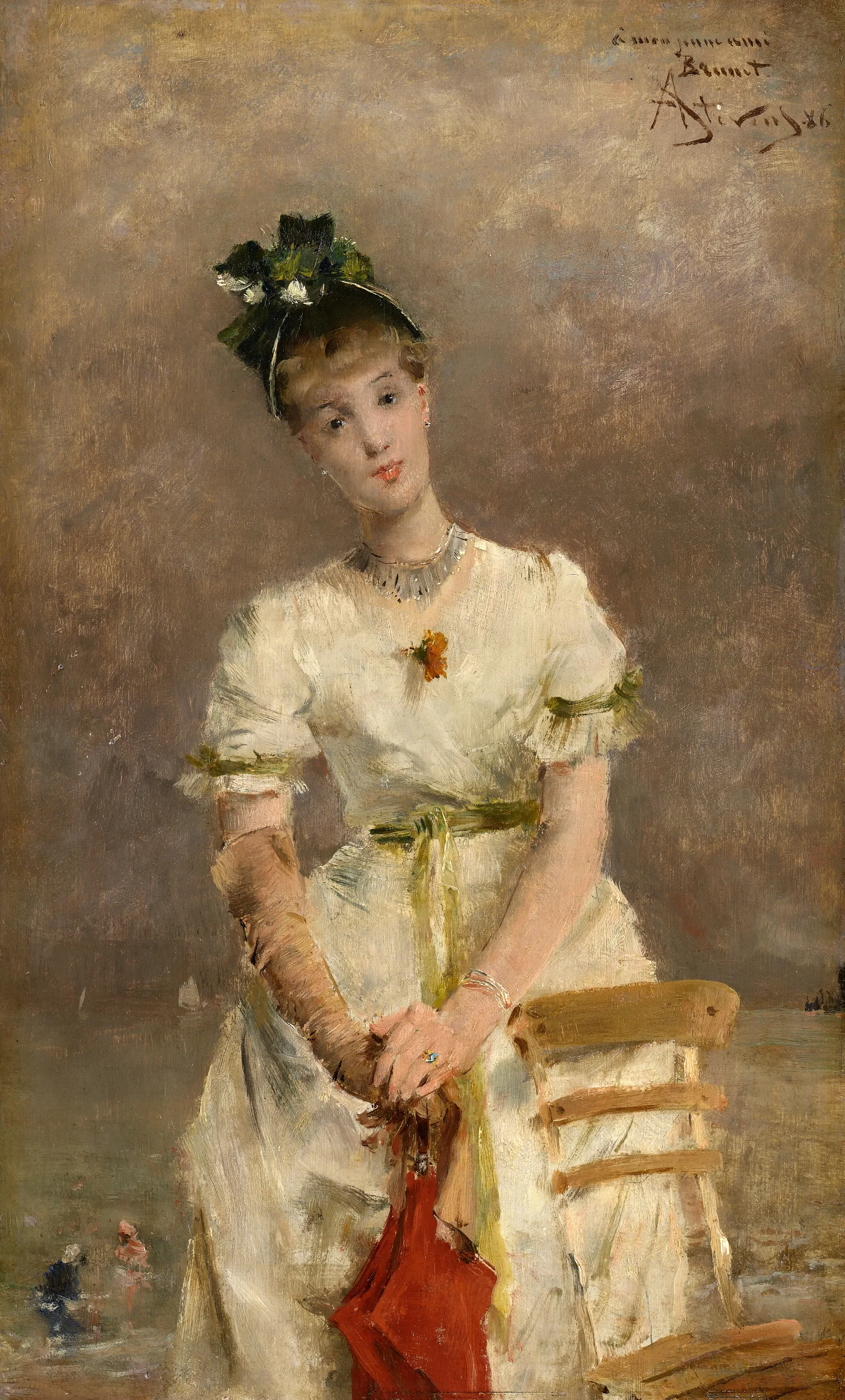 Young Woman By The Sea Wall Art by Alfred Stevens - Canvas Print