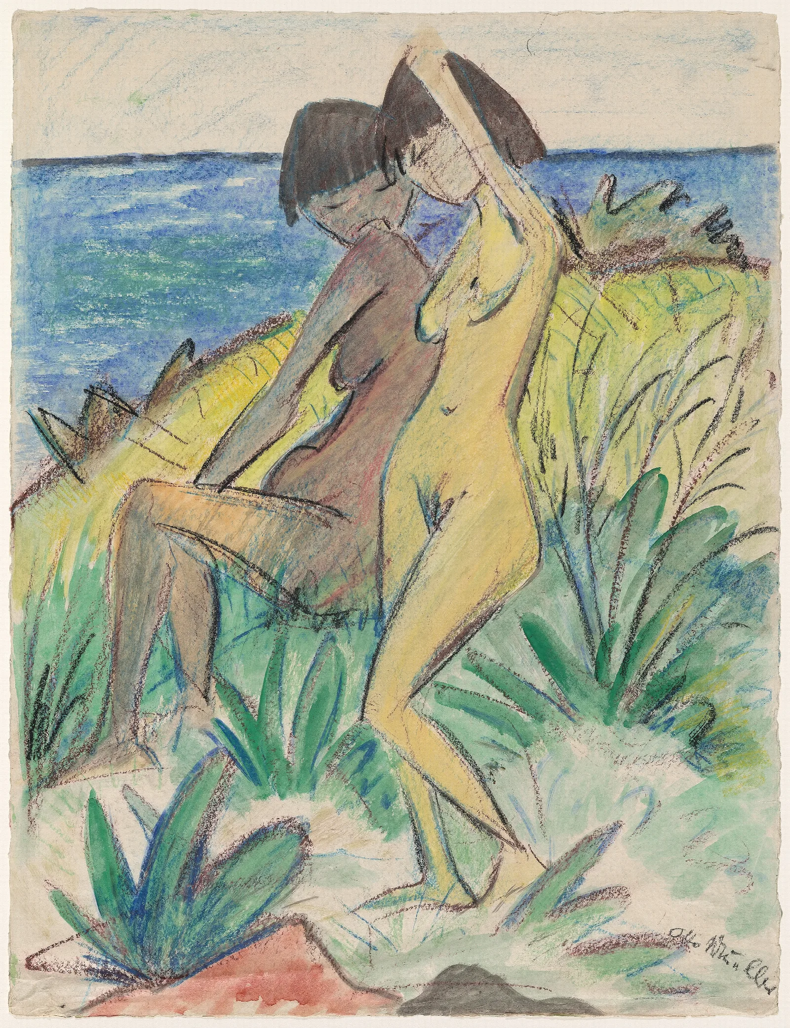 Two Bathers Wall Art by Otto Mueller - Canvas Print