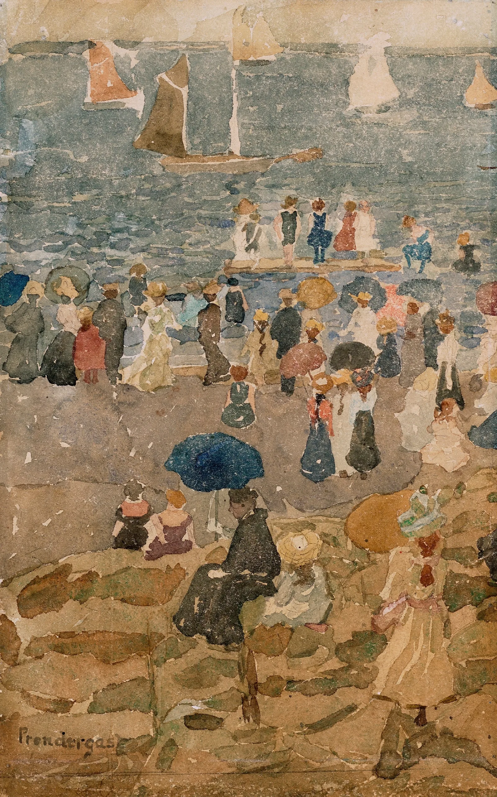 Beach Scene North Shore Wall Art by Maurice Prendergast - Canvas Print