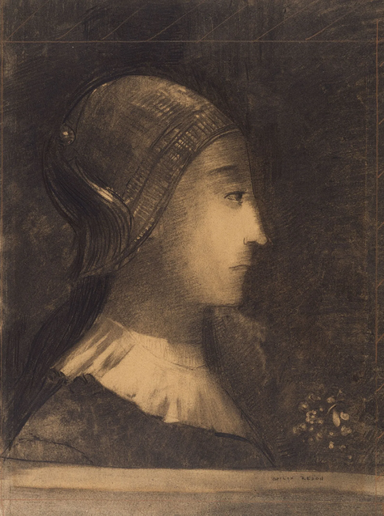 Profil De Femme A Droite Wall Art by Odilon Redon - Canvas Print