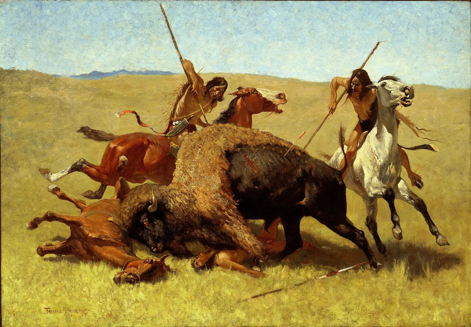 The Buffalo Hunt Wall Art by Frederic Remington - Canvas Print