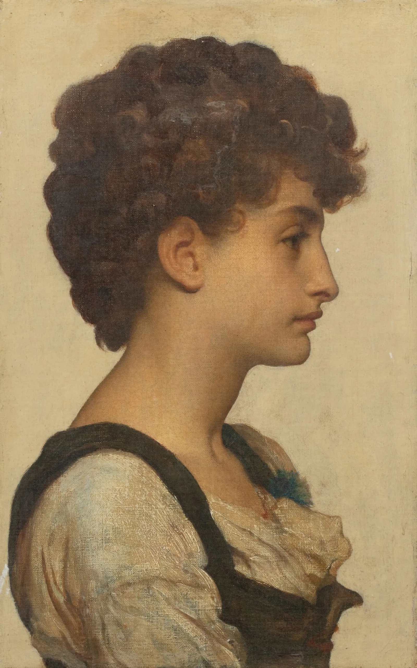 Head Of A Girl 19 Wall Art by Frederic Leighton - Canvas Print