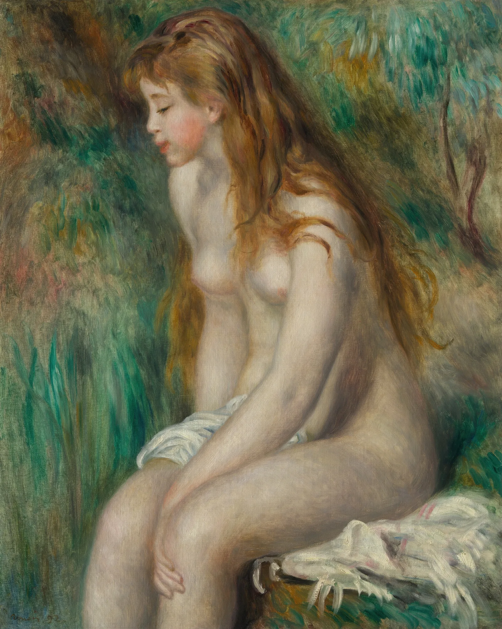Young Girl Bathing Wall Art by Pierre-Auguste Renoir - Canvas Print