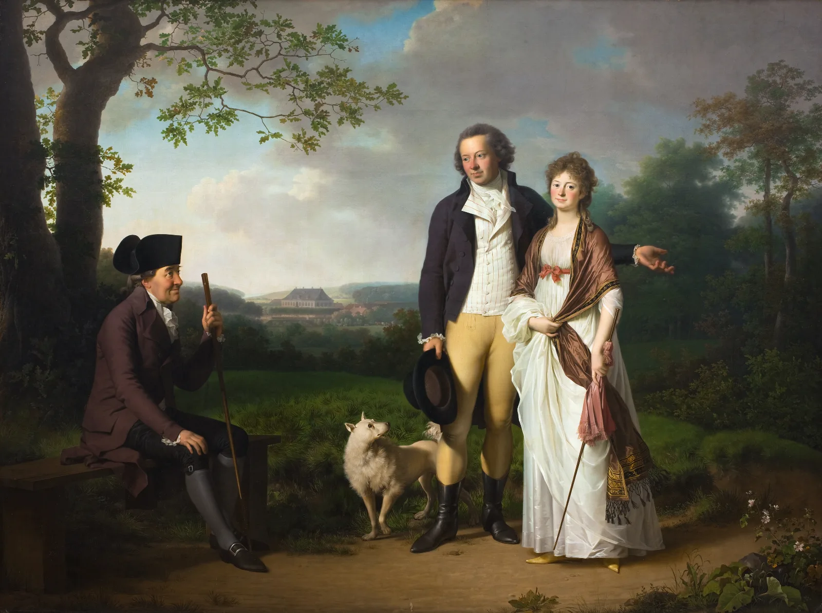 Niels Ryberg With His Son Johan Christian And His Daughter In Law Engelke Nee Falbe 2 Wall Art by Jens Juel - Canvas Print