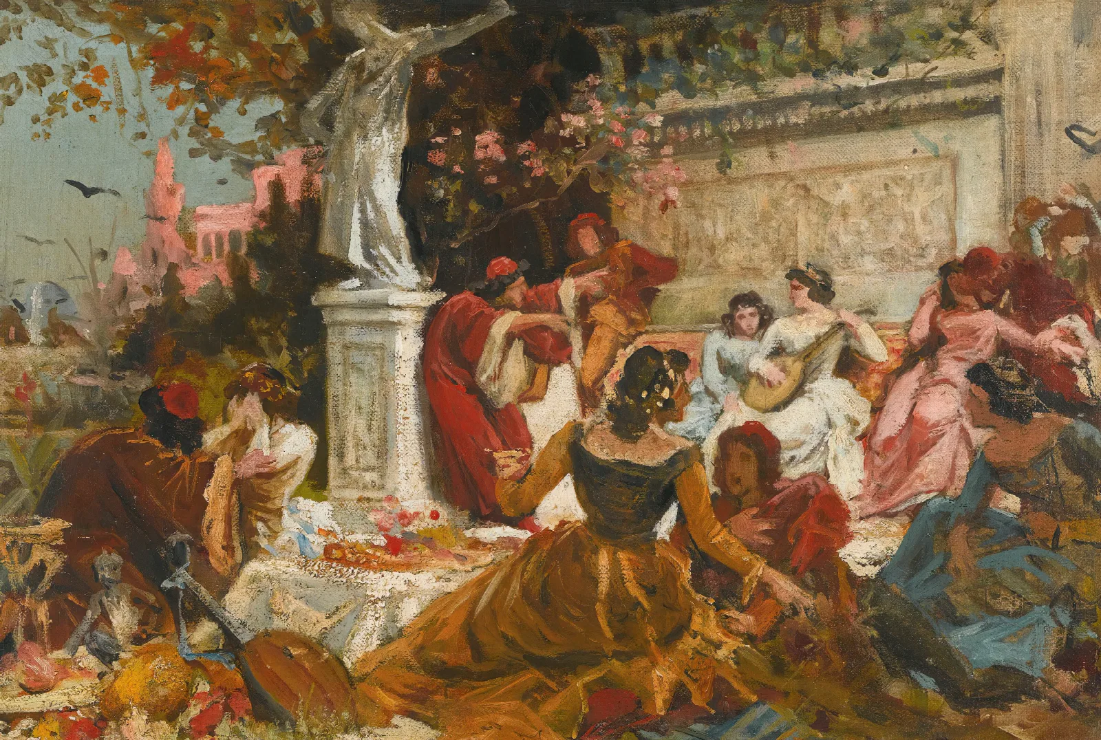 Banquet In A Park Wall Art by Hans Makart - Canvas Print