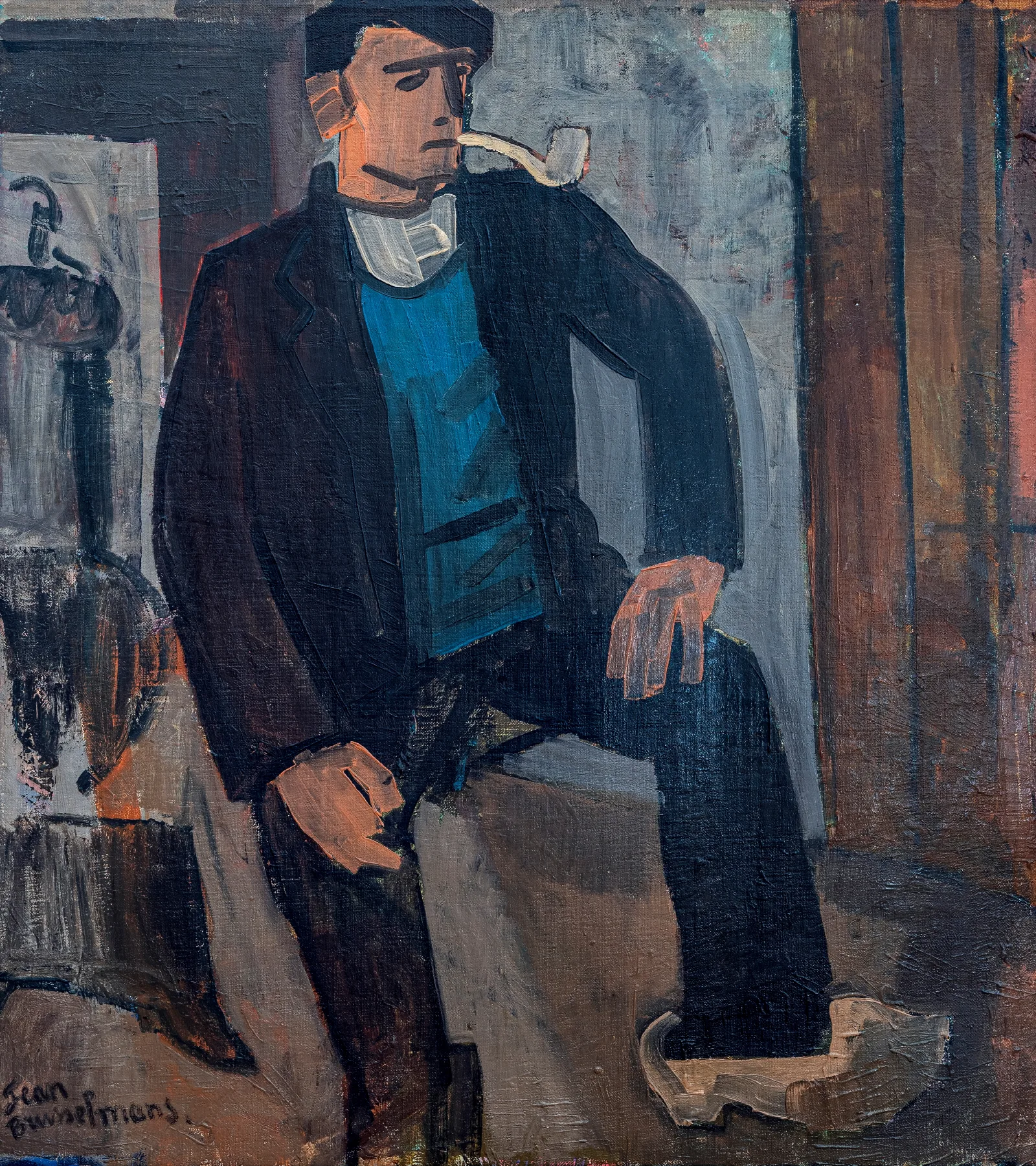 Man Met Pijp 2 Wall Art by Jean Brusselmans - Canvas Print