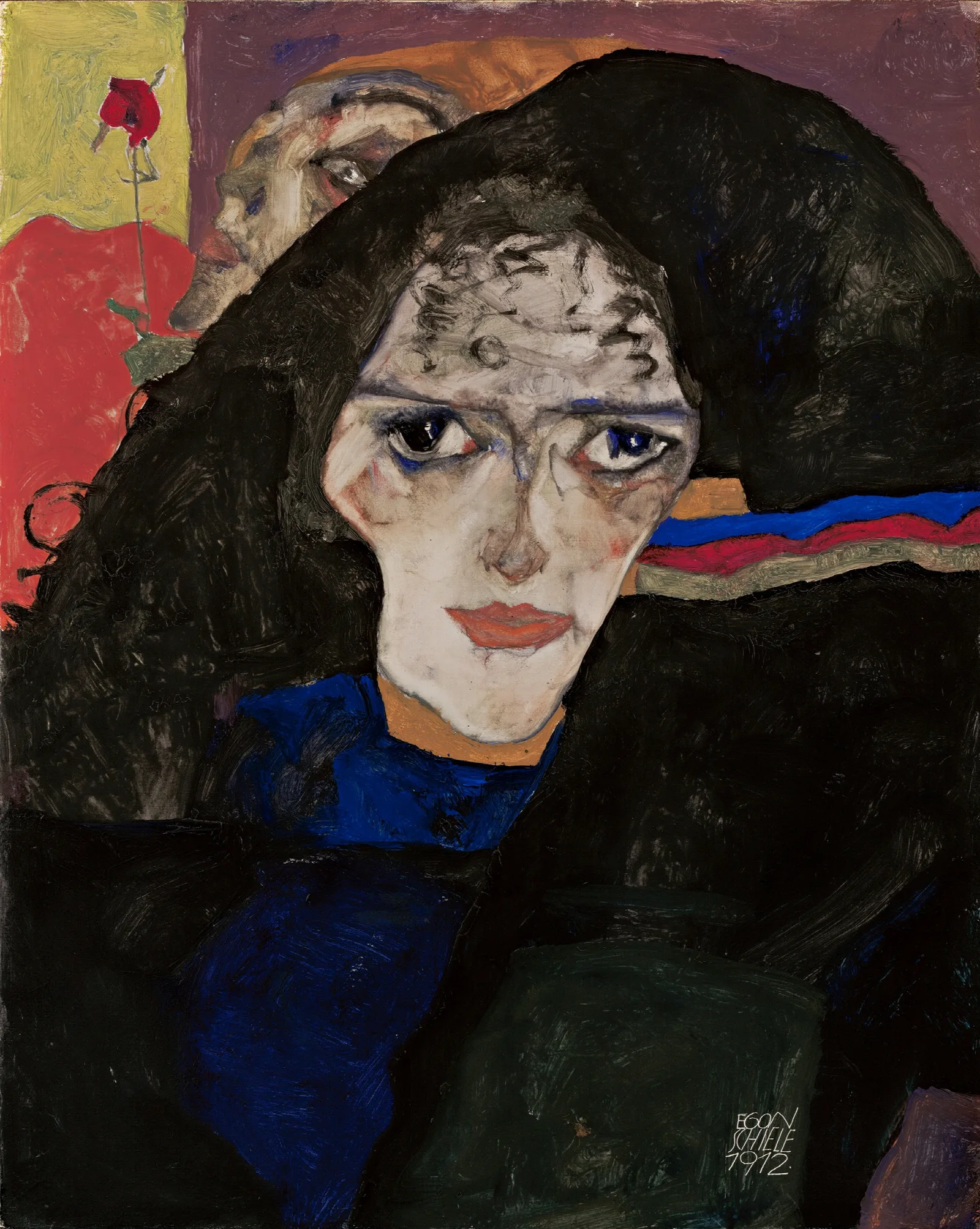 Mourning Woman Wall Art by Egon Schiele - Canvas Print