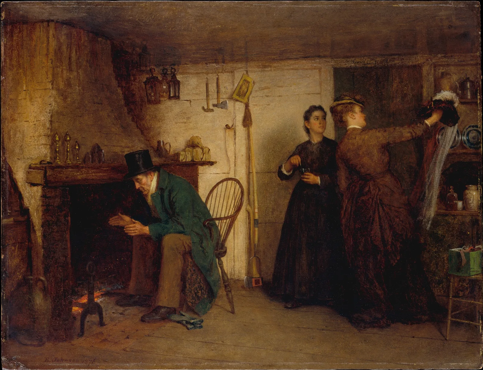 The New Bonnet Wall Art by Eastman Johnson - Canvas Print