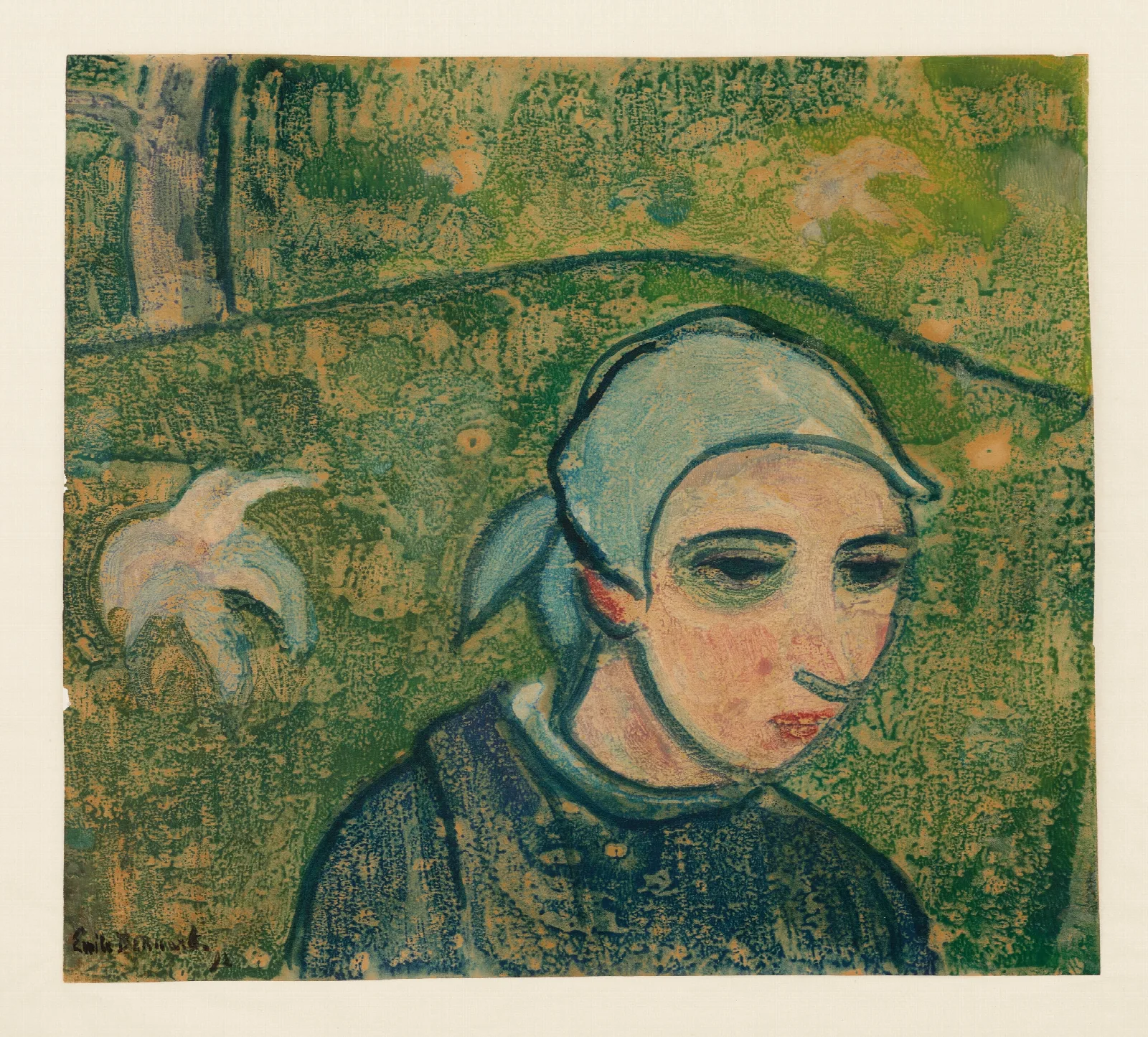 Tete Dune Jeune Bretonne Wall Art by Emile Bernard - Canvas Print