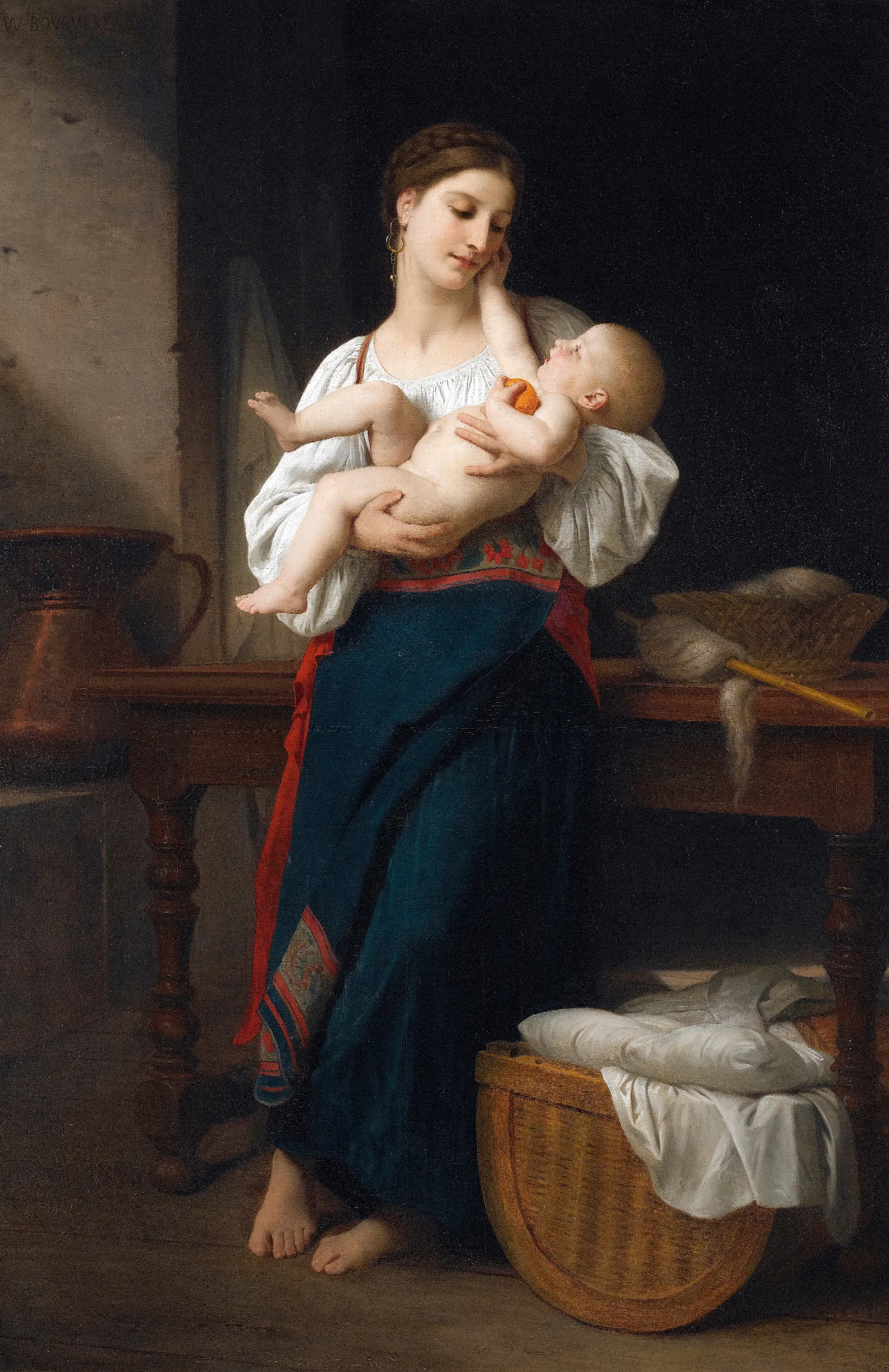Premieres Caresse Wall Art by William Bouguereau - Canvas Print