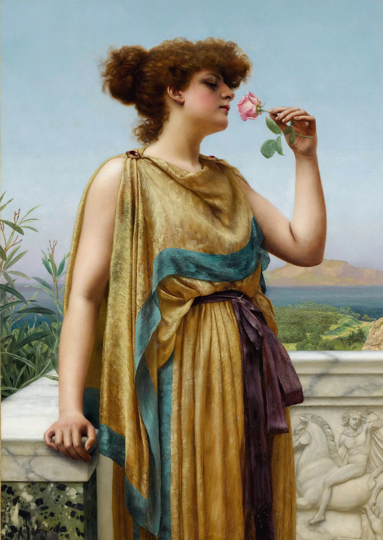 The Fragrant Rose Wall Art by John William Godward - Canvas Print
