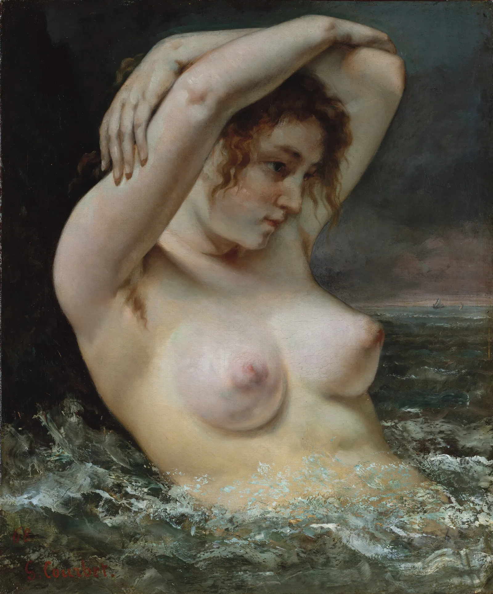 The Woman In The Waves Wall Art by Gustave Courbet - Canvas Print