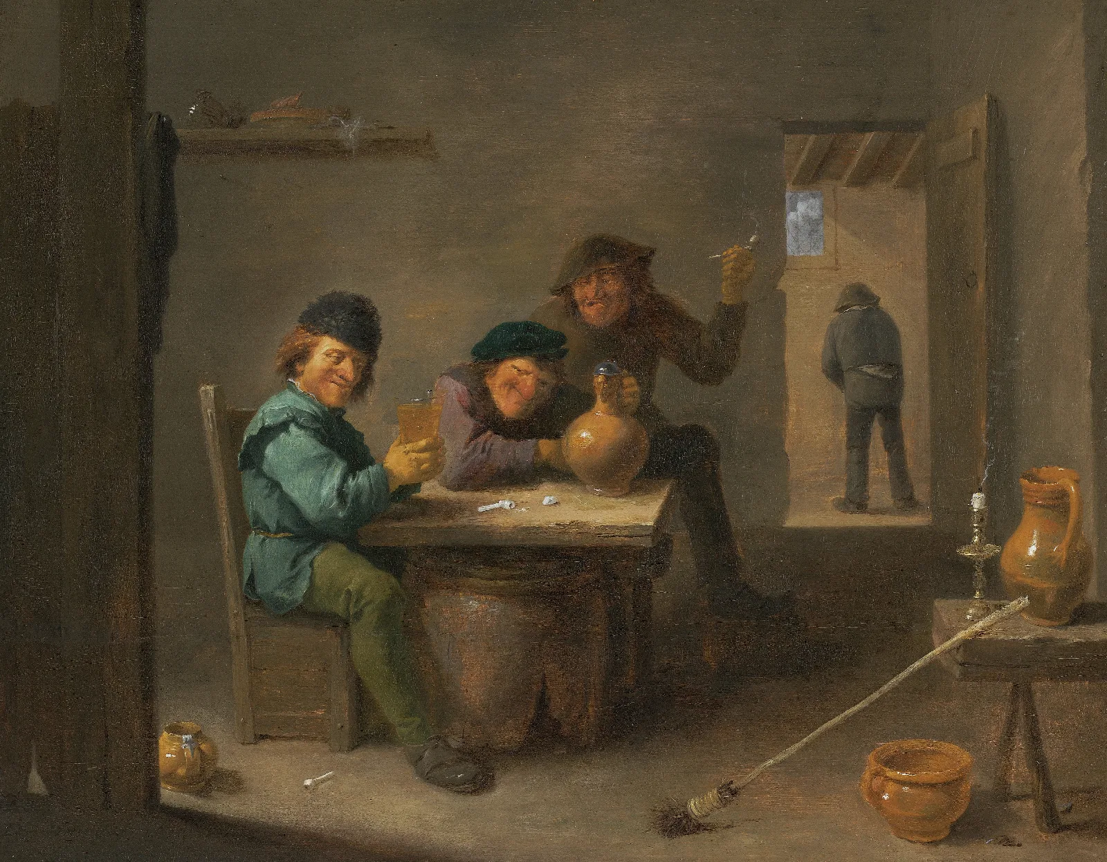 Peasants In A Tavern Wall Art by David Teniers The Younger - Canvas Print