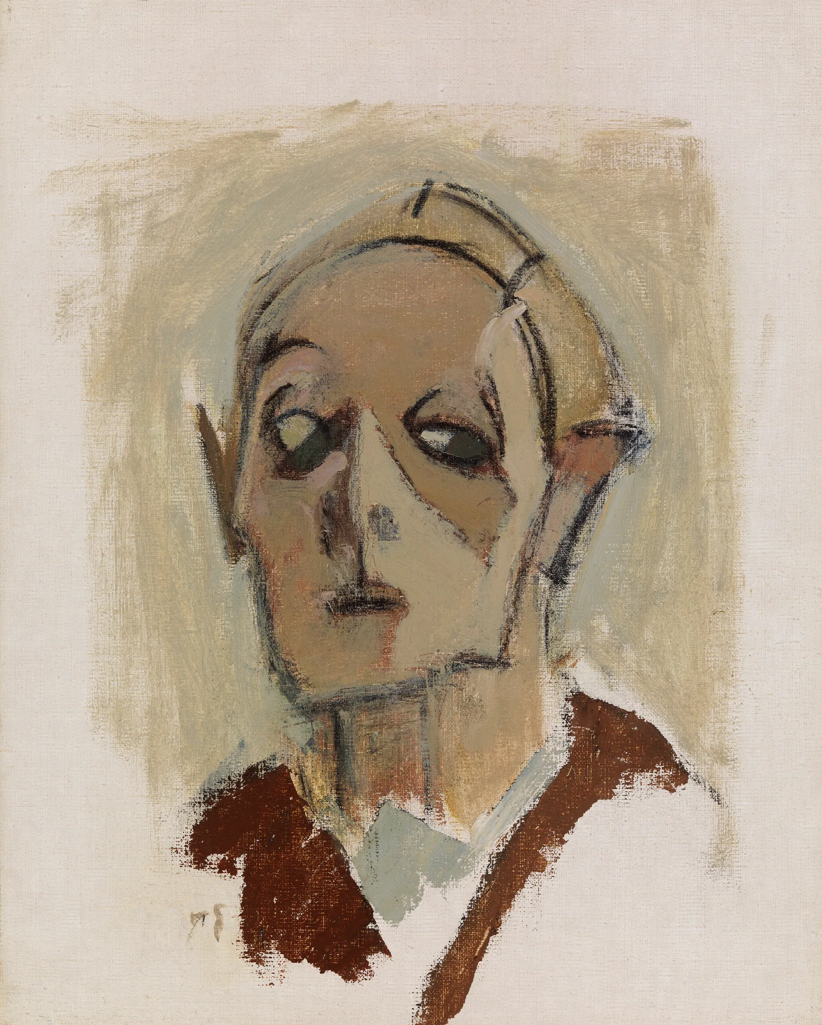 Self Portrait En Face I Wall Art by Helene Schjerfbeck - Canvas Print
