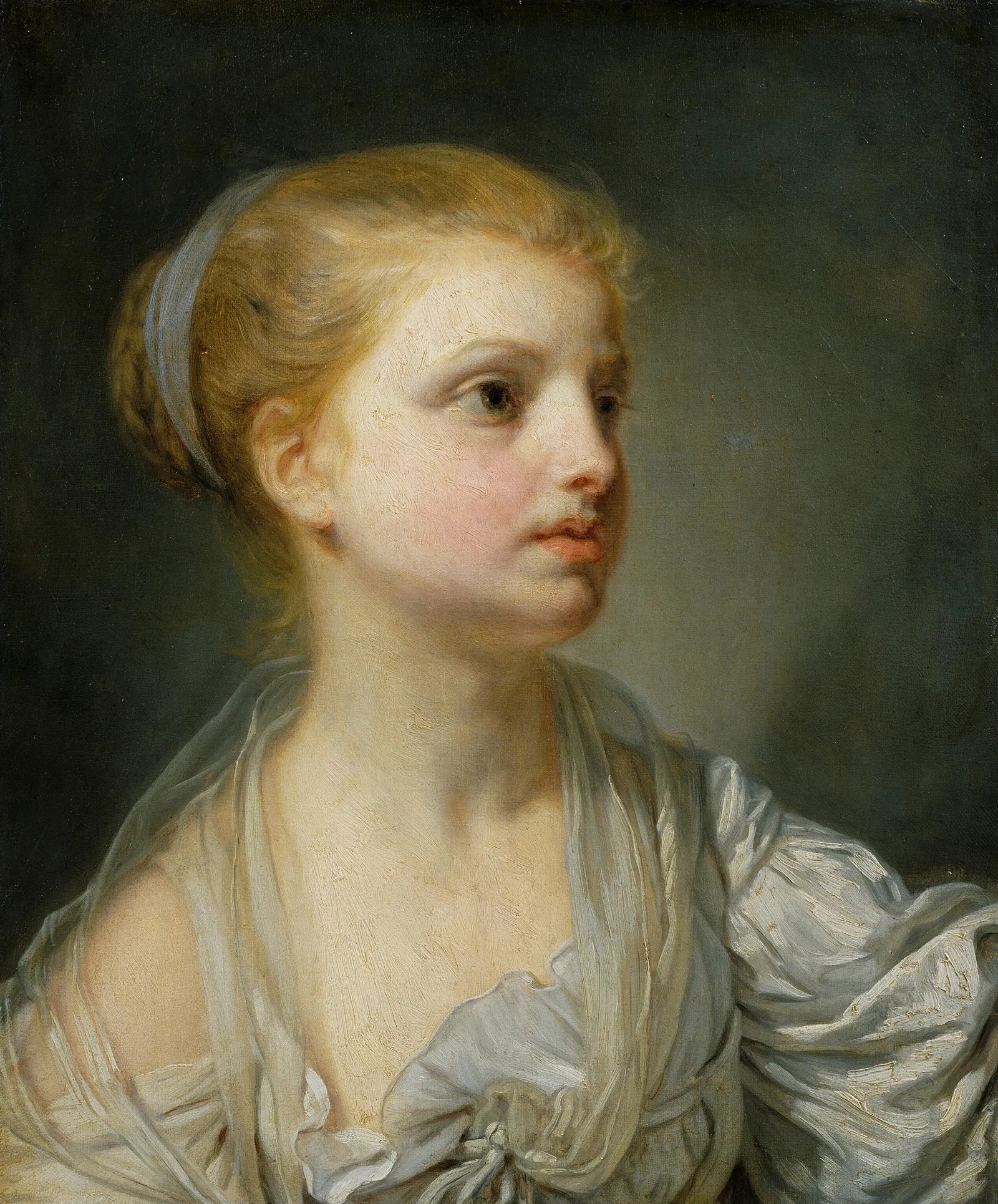Irl In A White Dress Wall Art by Jean-Baptiste Greuze - Canvas Print