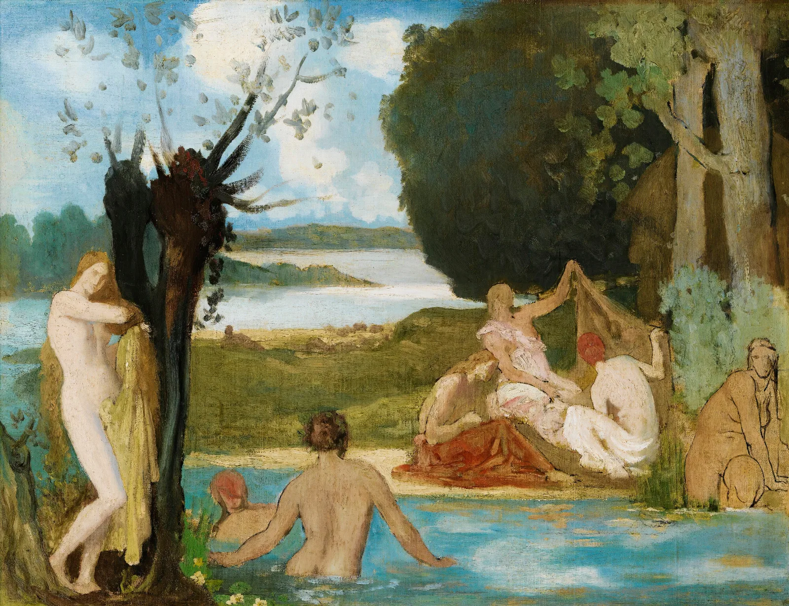 Sketch For Summer The Bath Wall Art by Pierre Puvis de Chavannes - Canvas Print