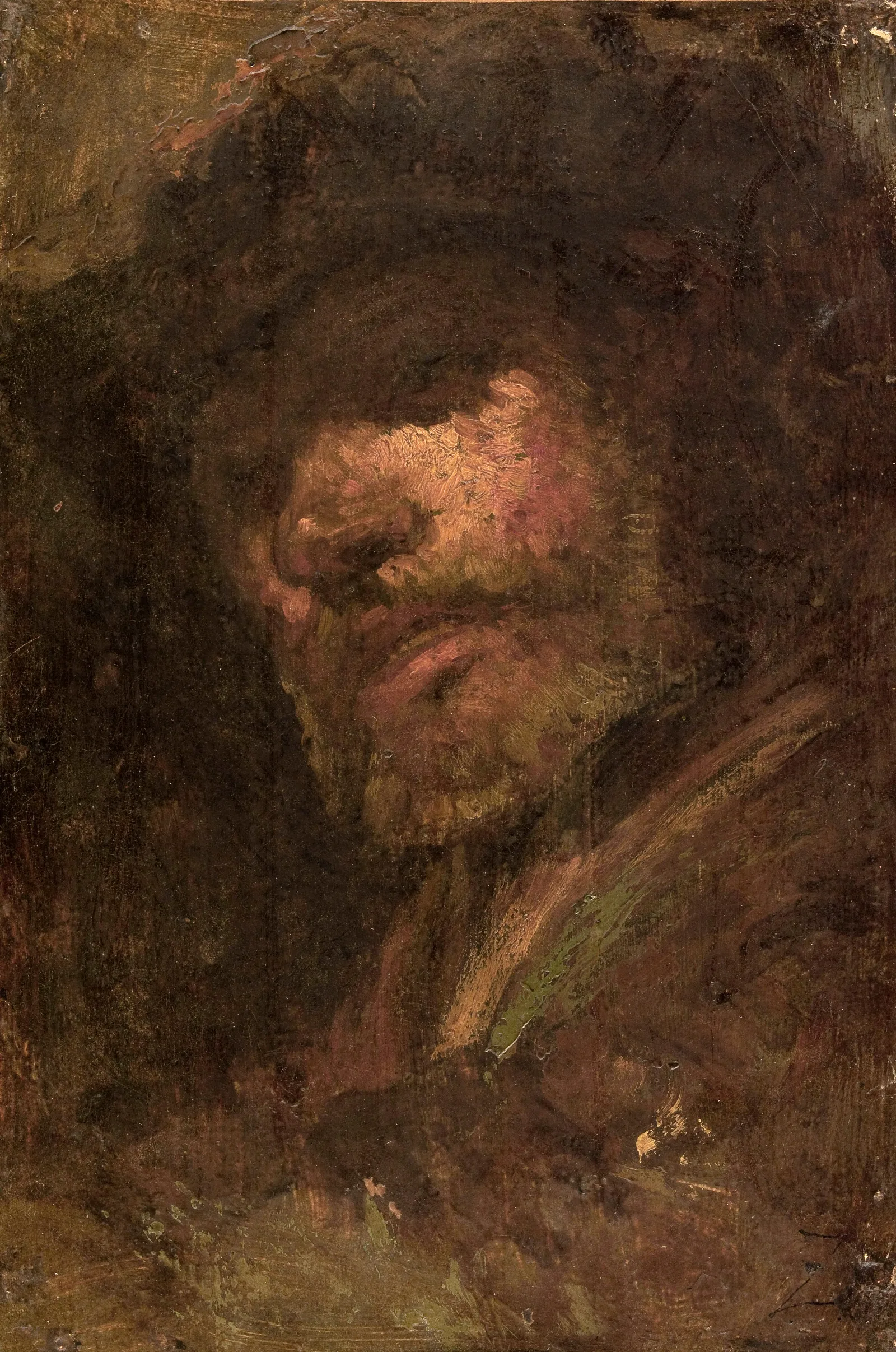Le Tambour Tete Dhomme Dapres Rembrandt Wall Art by Félix Ziem - Canvas Print