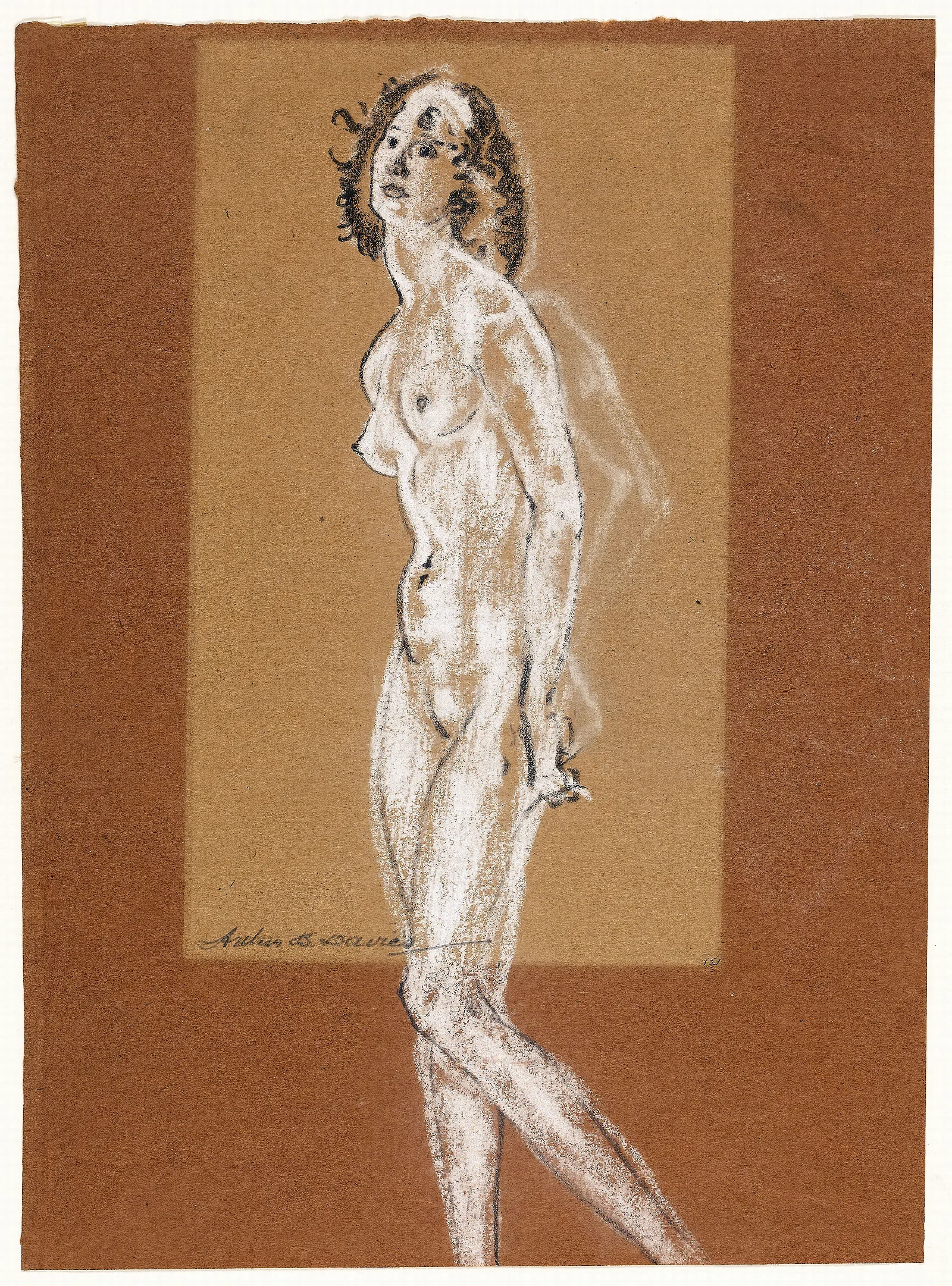 Standing Female Nude Wall Art by Arthur Bowen Davies - Canvas Print