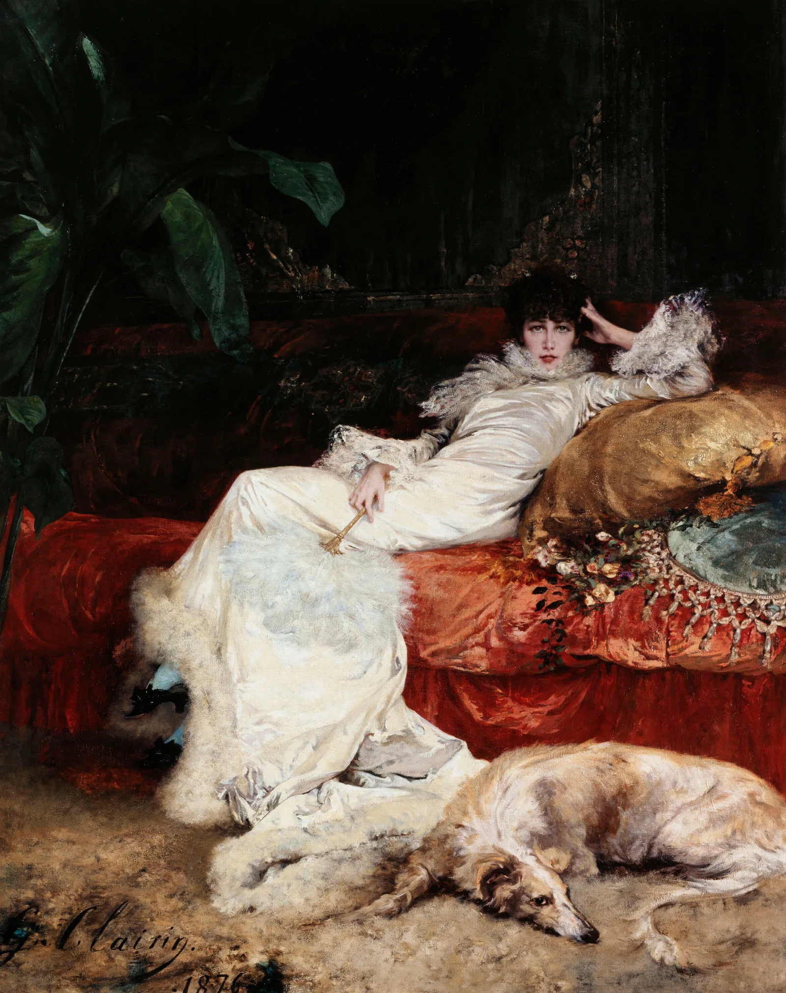 Portrait De Sarah Bernhardt Wall Art by Georges Jules Victor Clairin - Canvas Print