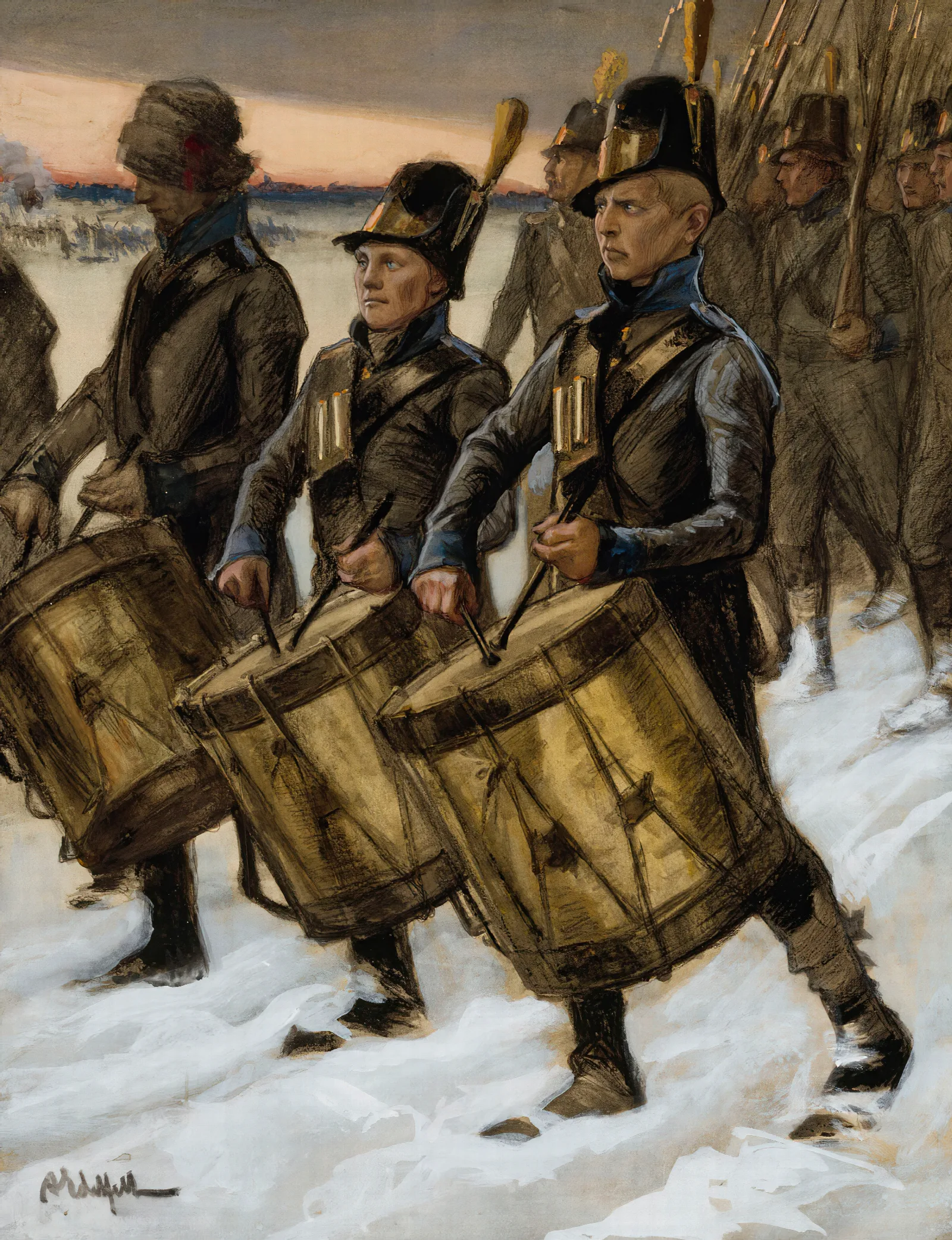 The March Of The Bjorneborg Regiment Wall Art by Albert Edelfelt - Canvas Print