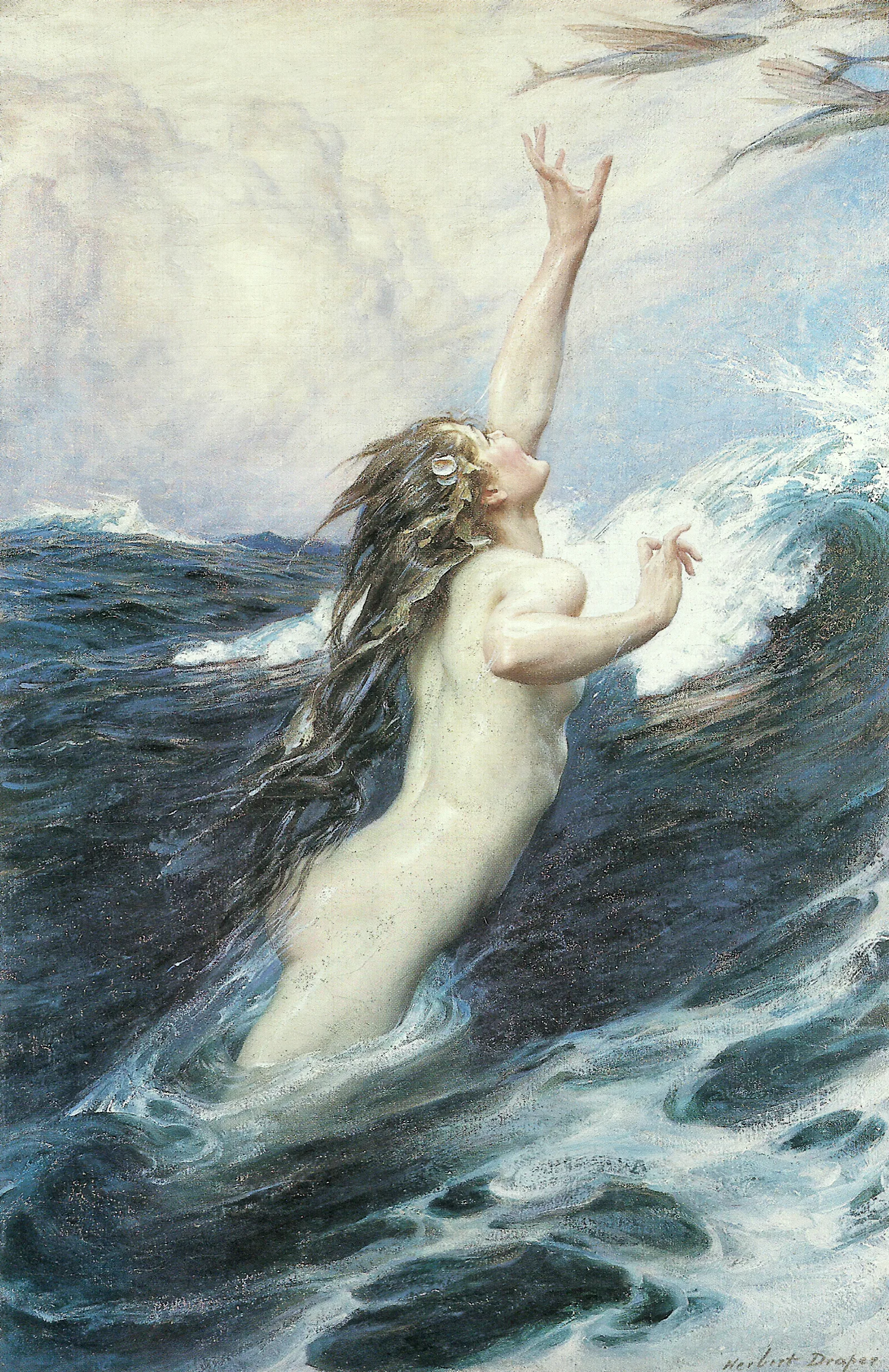 Flying Fish Wall Art by Herbert James Draper - Canvas Print