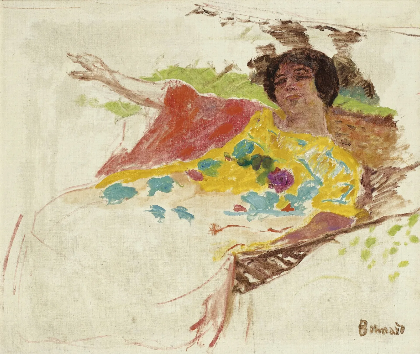 Femme Au Peignoir Dans Un Hamac Wall Art by Pierre Bonnard - Canvas Print