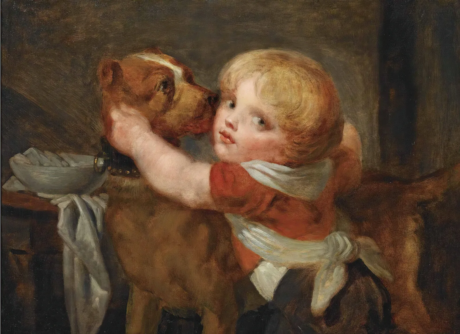 A Young Boy With A Dog Wall Art by Jean-Baptiste Greuze - Canvas Print