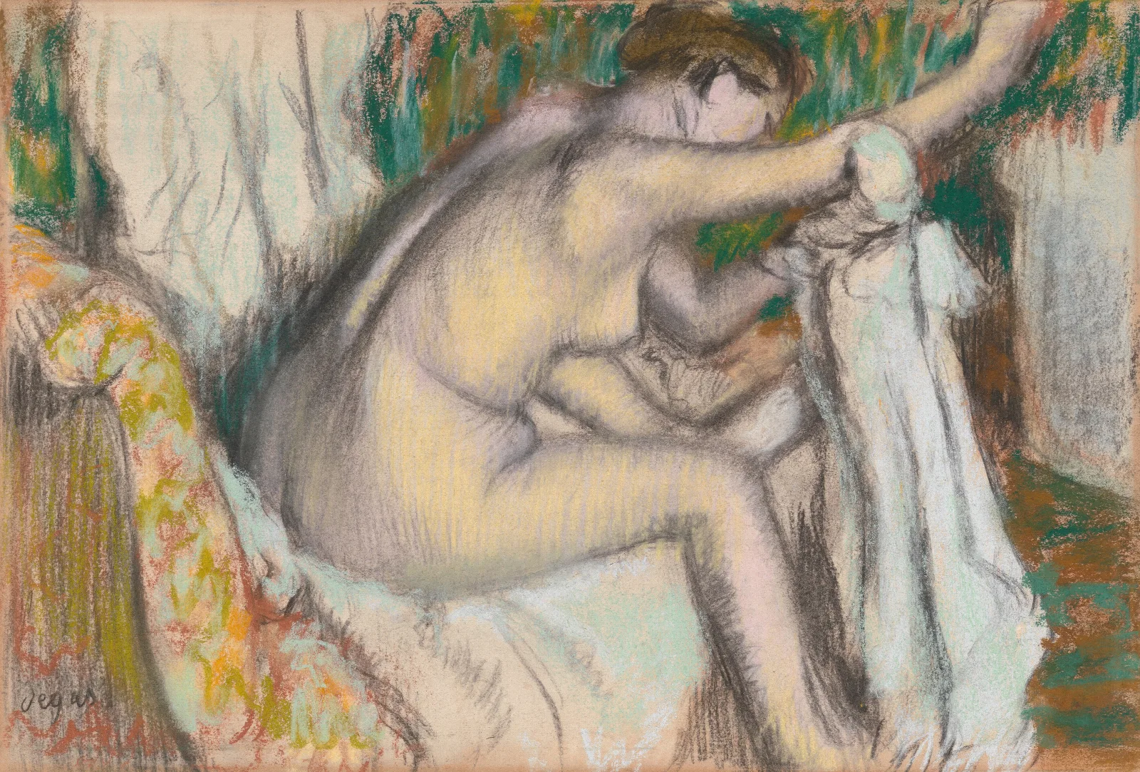 Woman Drying Her Arm Wall Art by Edgar Degas - Canvas Print