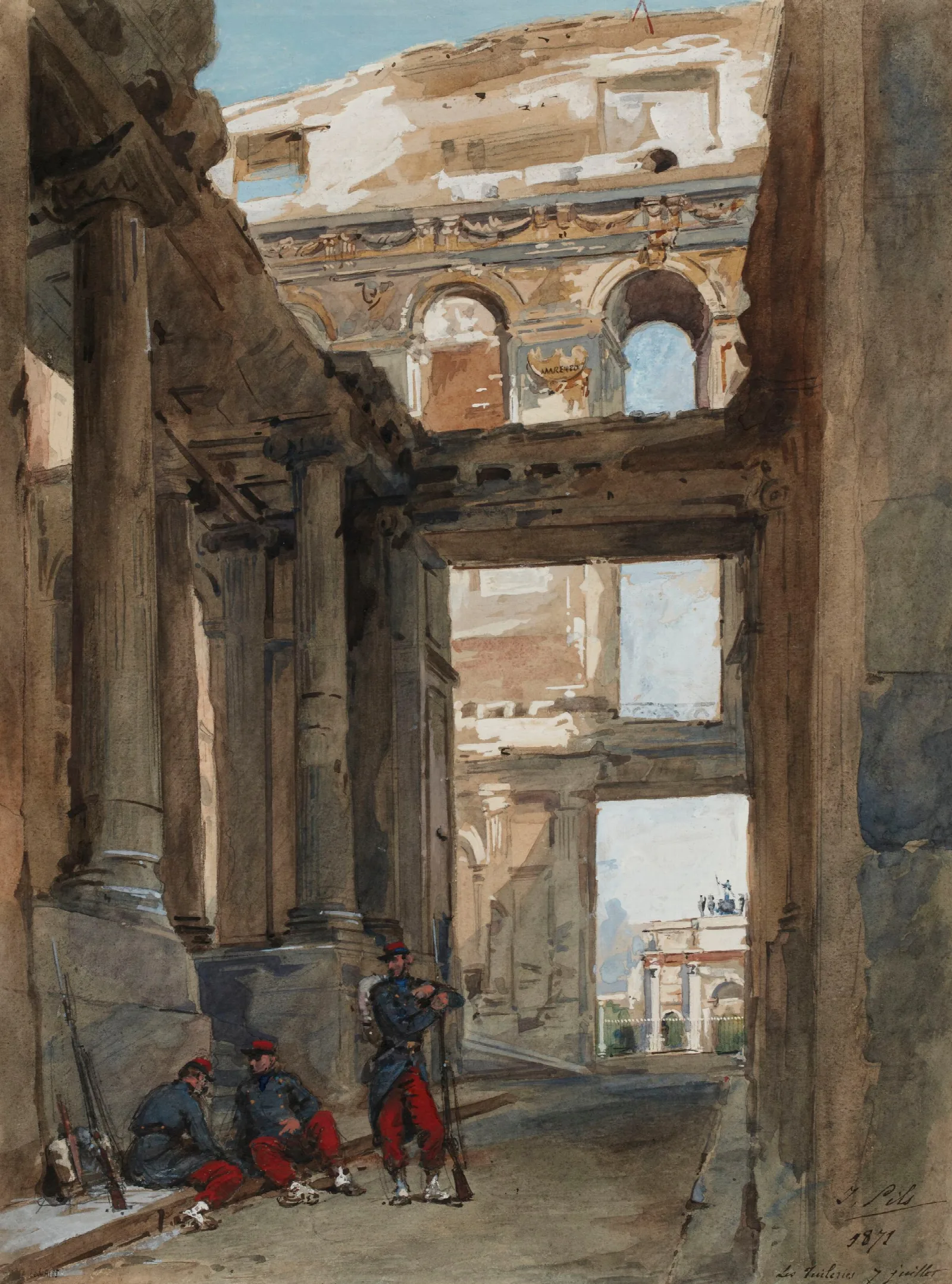Ruines Des Tuileries 7 Juillet 1871 Wall Art by Isidore Pils - Canvas Print