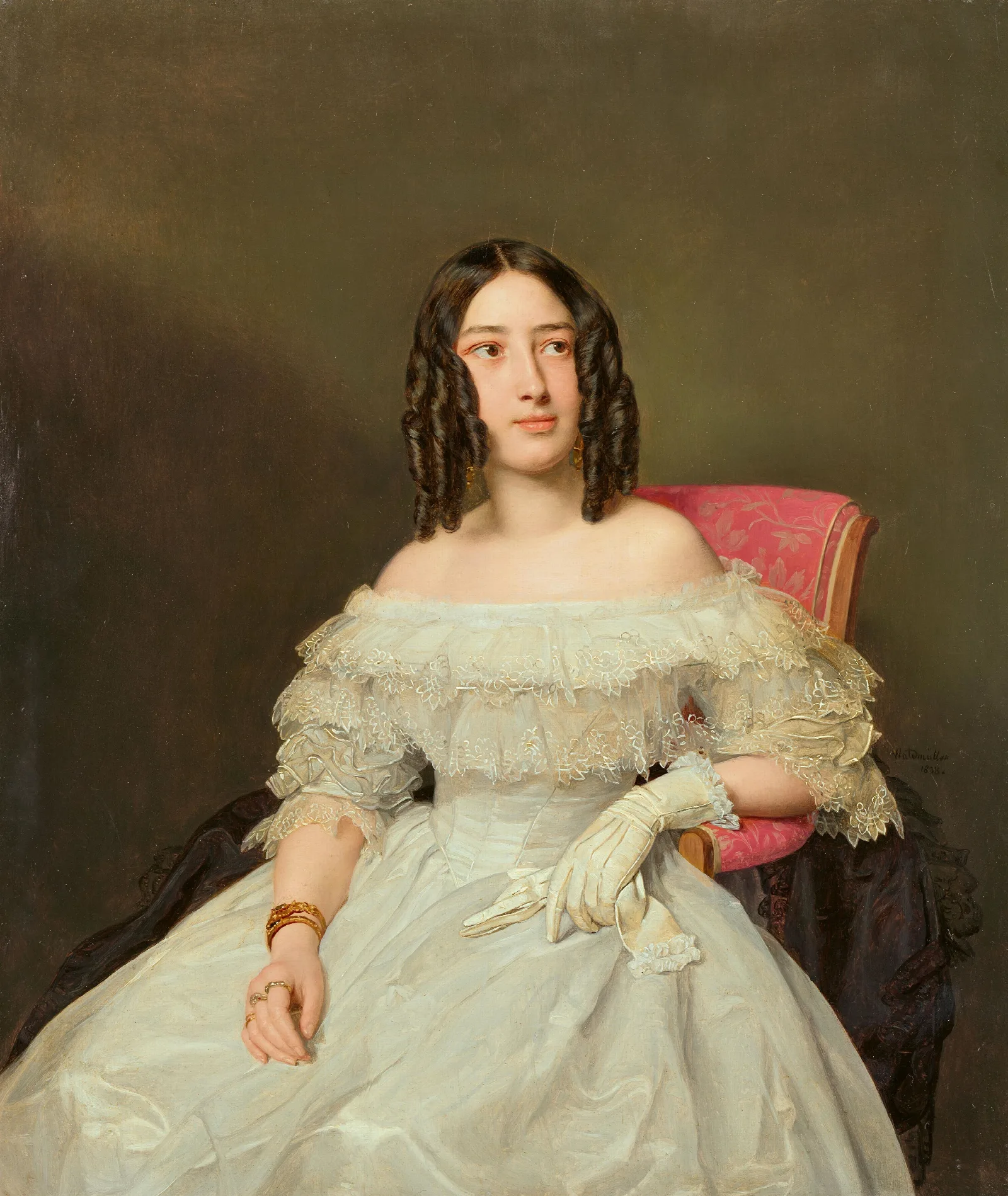 Bildnis Frau Hanakamp 1793 1875 Wall Art by Ferdinand Georg Waldmüller - Canvas Print