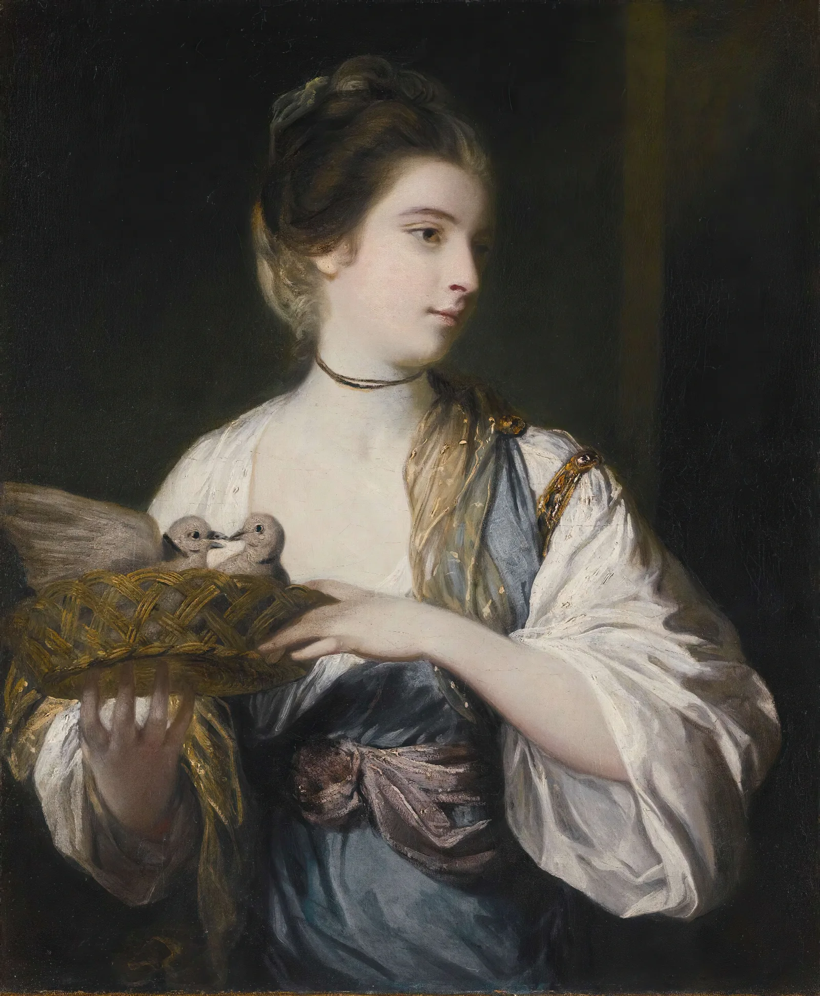 Nancy Reynolds With Doves Wall Art by Sir Joshua Reynolds - Canvas Print