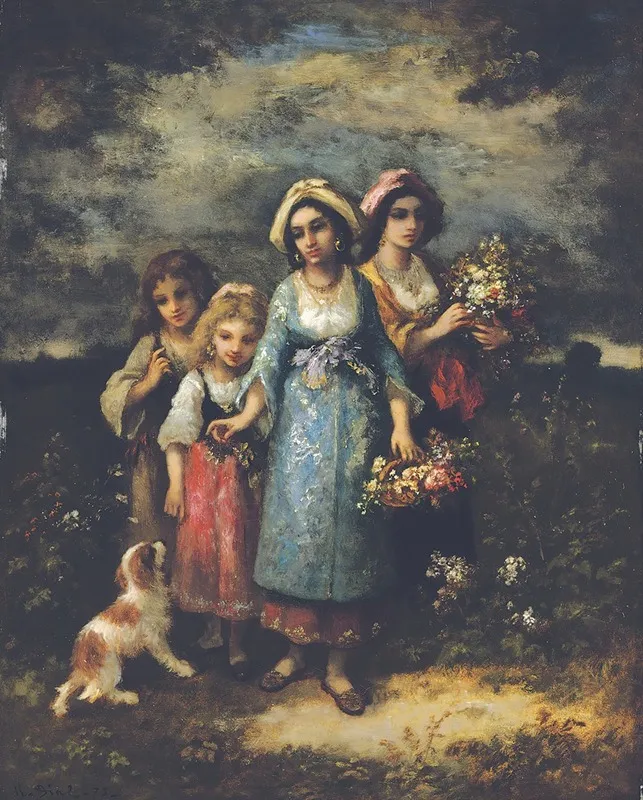 Picking Flowers 4 Wall Art by Narcisse-Virgile Diaz de La Peña - Canvas Print