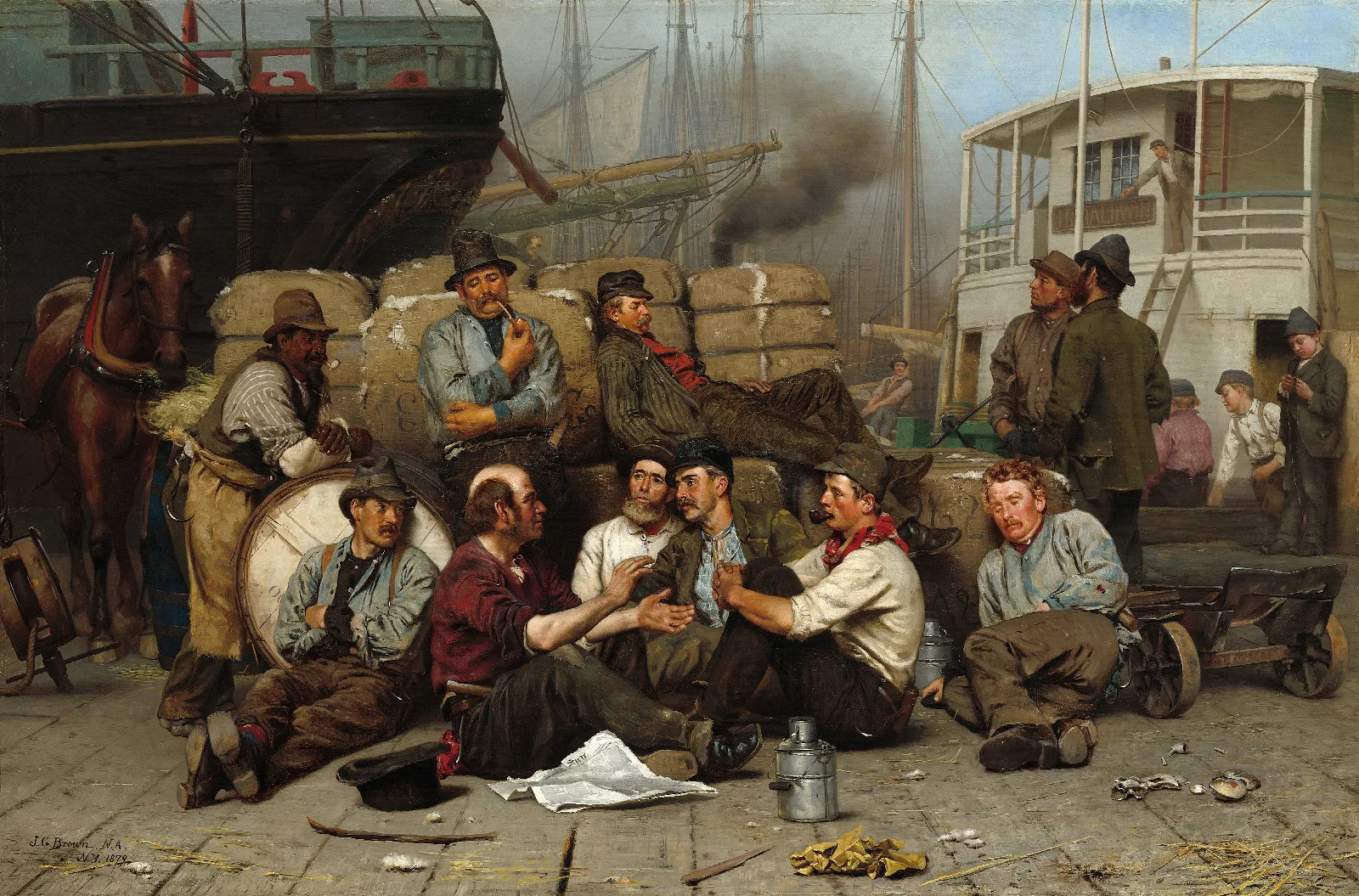 The Longshoremens Noon Wall Art by John George Brown - Canvas Print