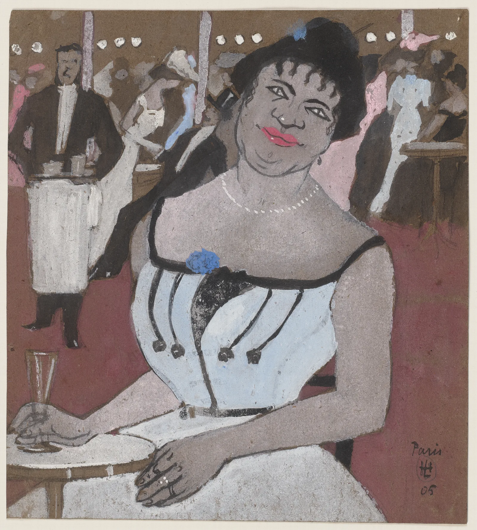 Schwarze Frau Auf Einer Abendgesellschaft Wall Art by Hermann Lismann - Canvas Print