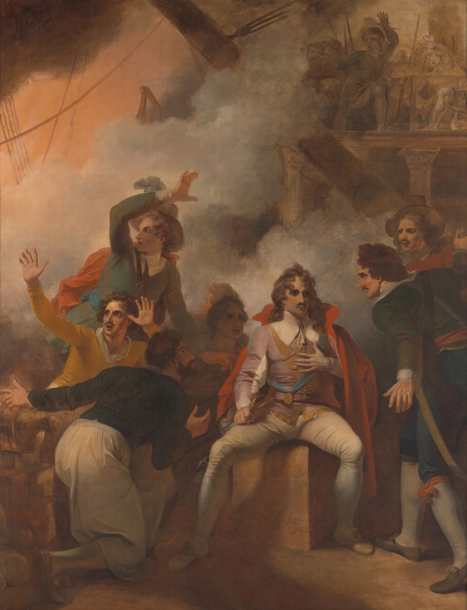 The Earl Of Sandwich Refusing To Abandon His Ship During The Battle Of Solebay Wall Art by Robert Smirke - Canvas Print
