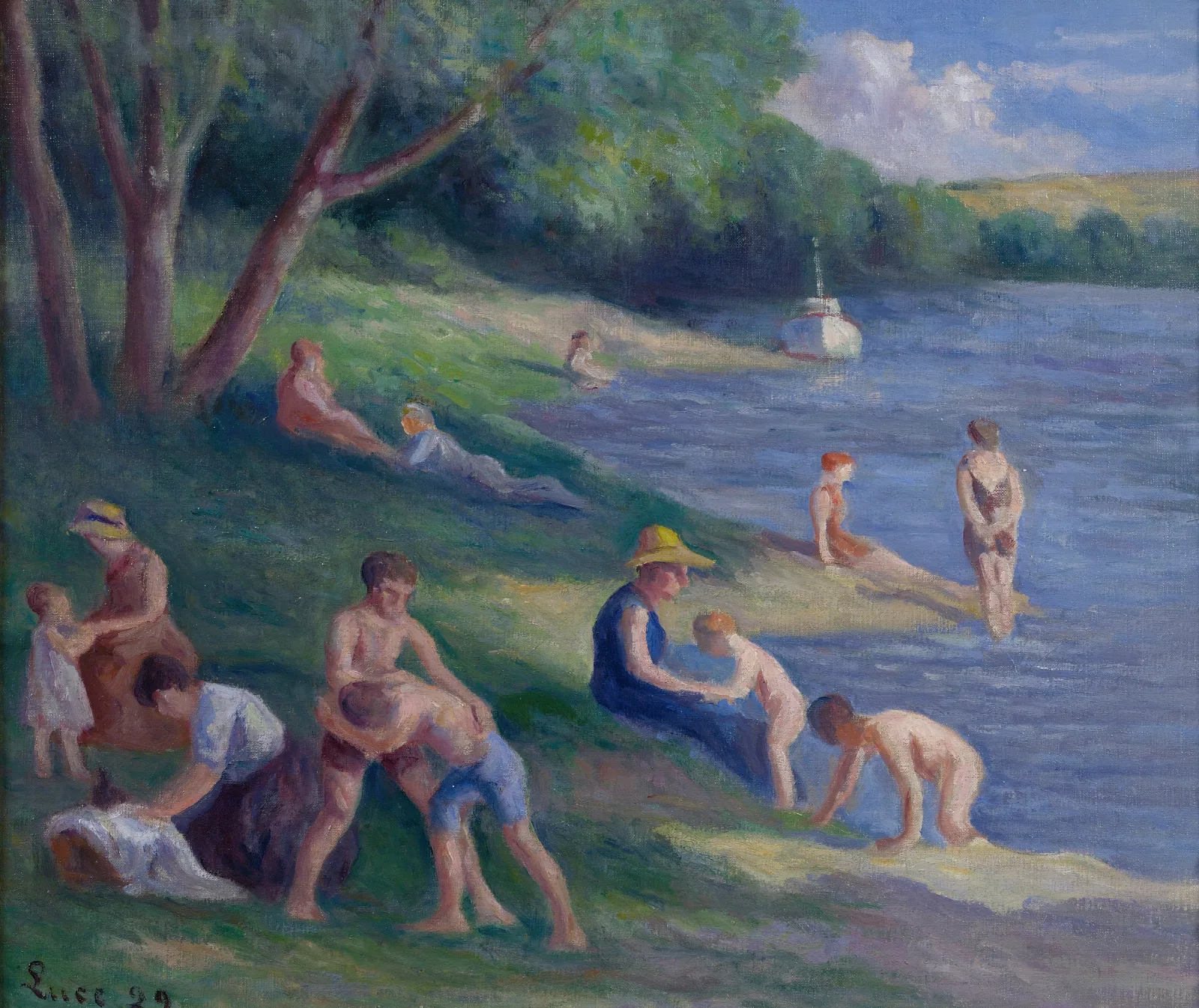 Plage A Mericourt Wall Art by Maximilien Luce - Canvas Print