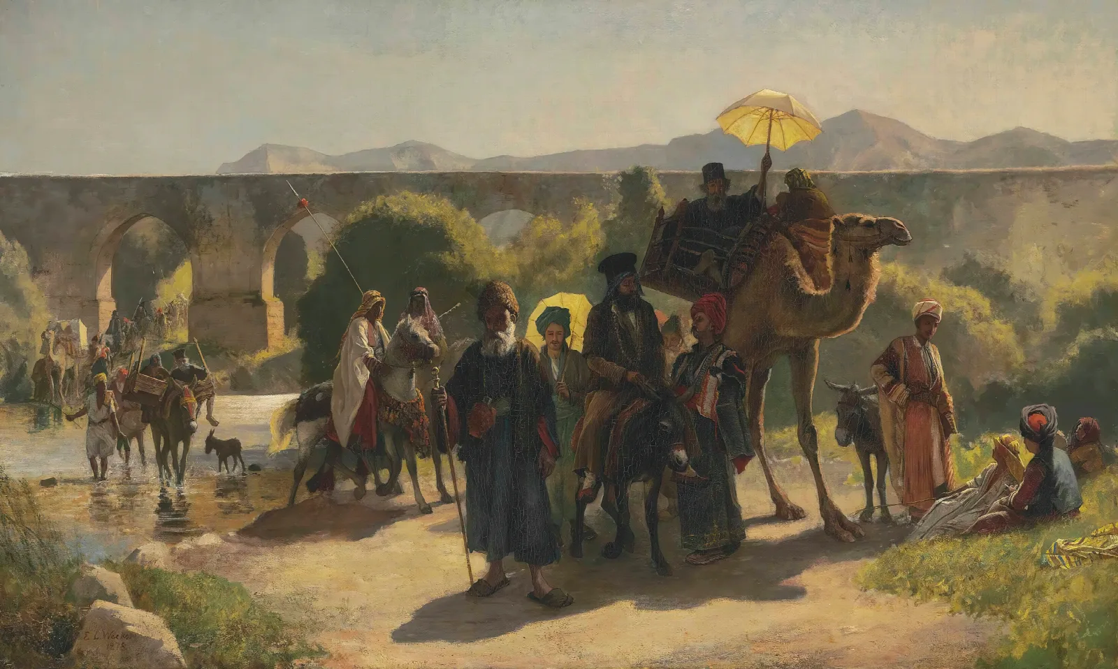A Pilgrimage To The Jordan At The Greek Easter Wall Art by Edwin Lord Weeks - Canvas Print