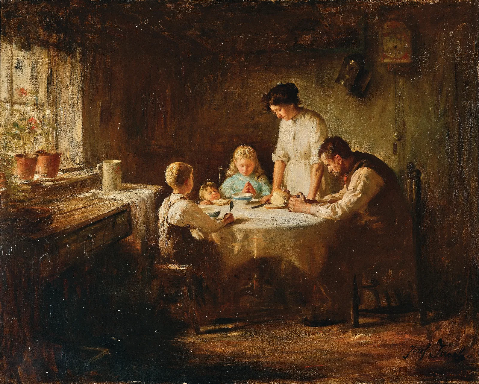 Blessing The Table Wall Art by Jozef Israëls - Canvas Print