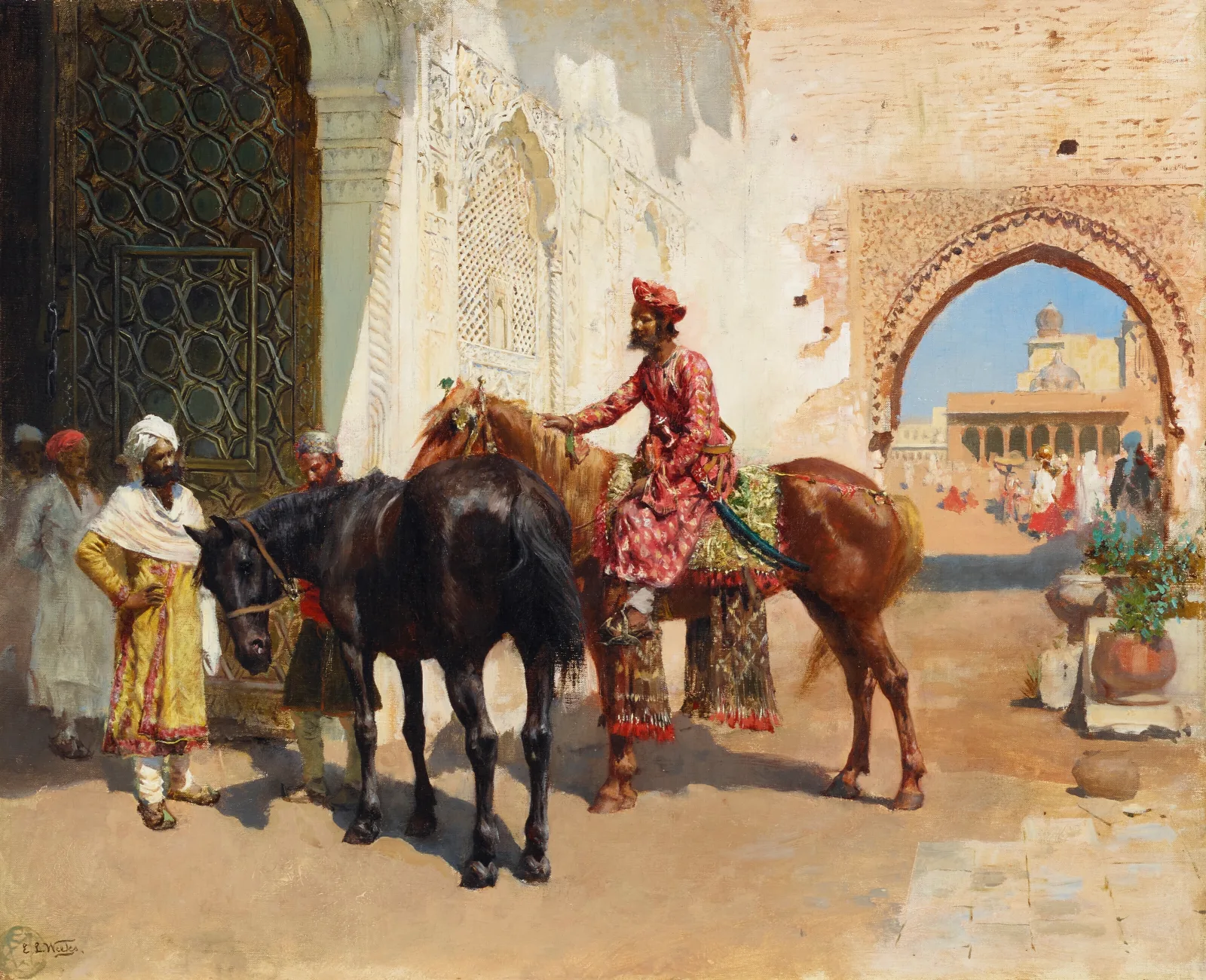 Persian Horse Seller Bombay Wall Art by Edwin Lord Weeks - Canvas Print