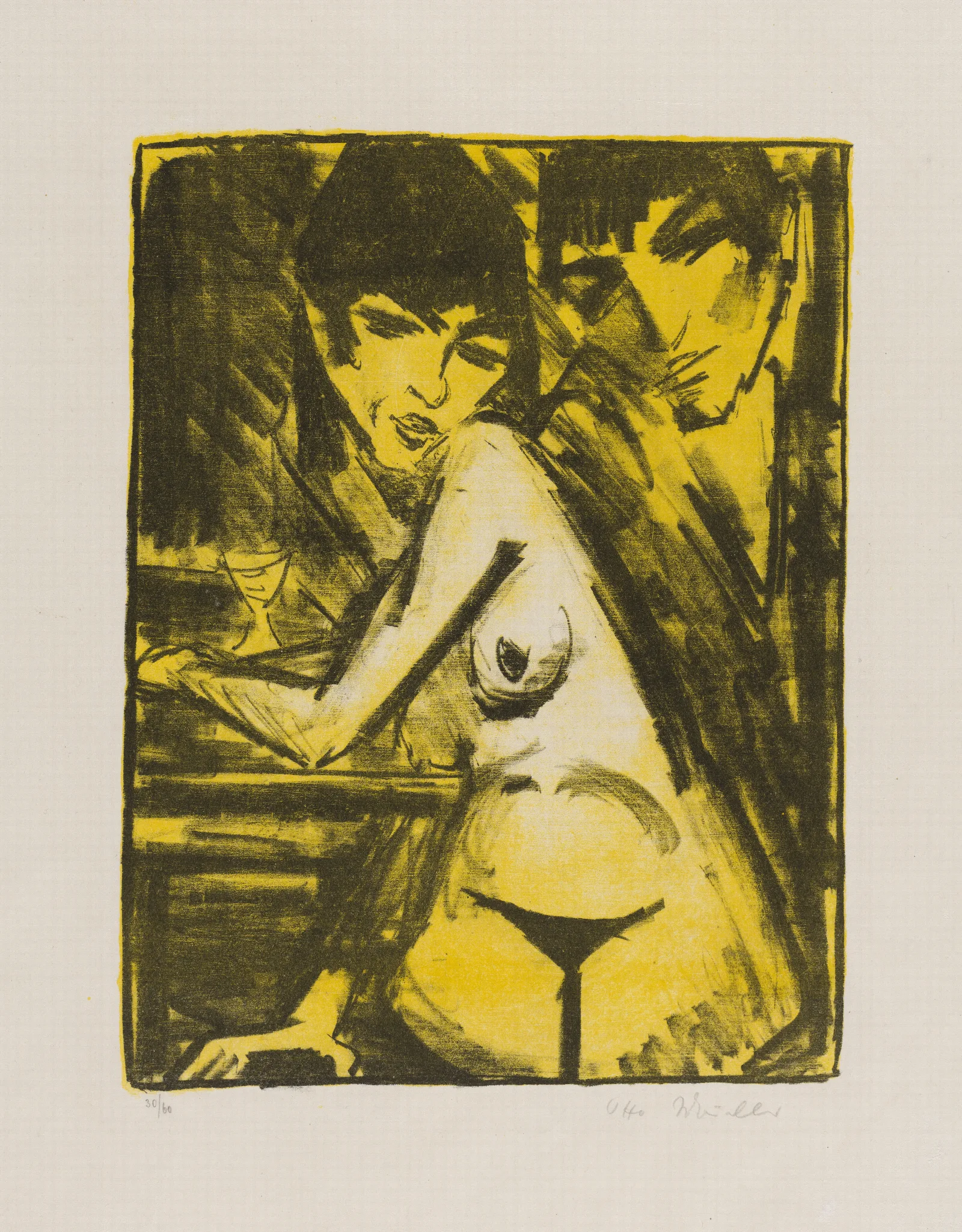 Couple At A Table Self Portrait With Maschka Wall Art by Otto Mueller - Canvas Print